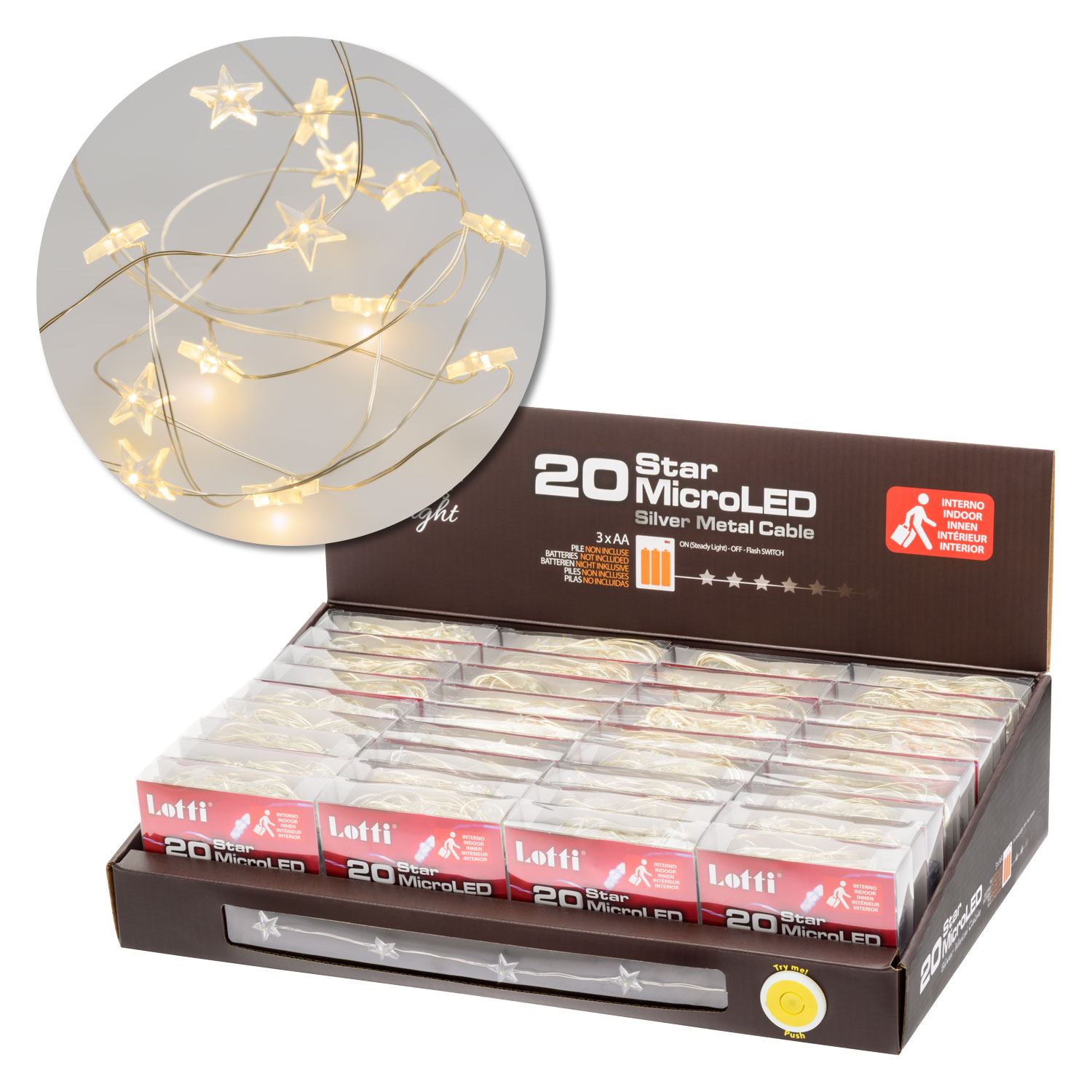Guirlande lumineuse de 20 étoiles, microled blanc chaud 4 Guirlande lumineuse de 20 étoiles, microled blanc chaud 4
