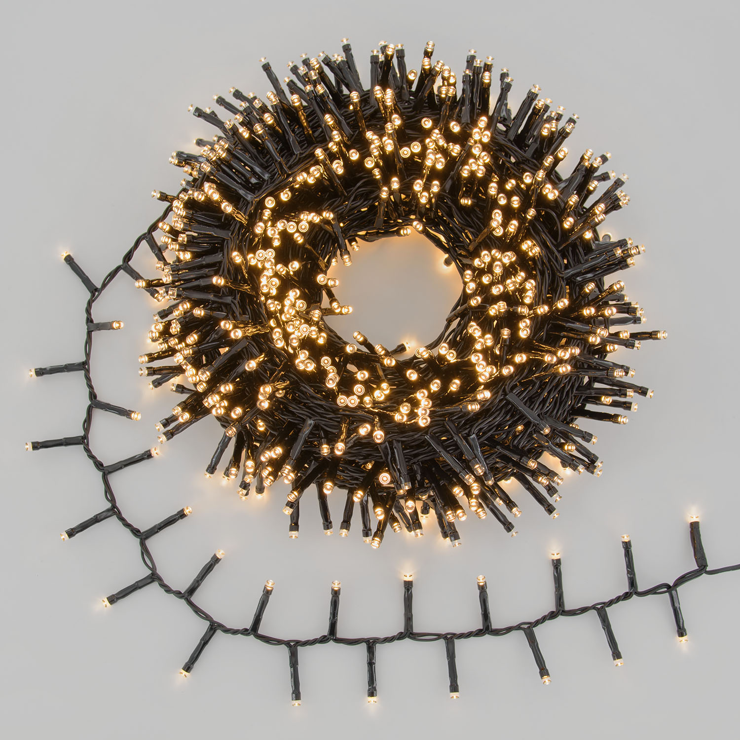 Lichterkette 20,5 m, mit Bewegungssensor, 1000 warmweiße Mini-LEDs, schwarzes Kabel