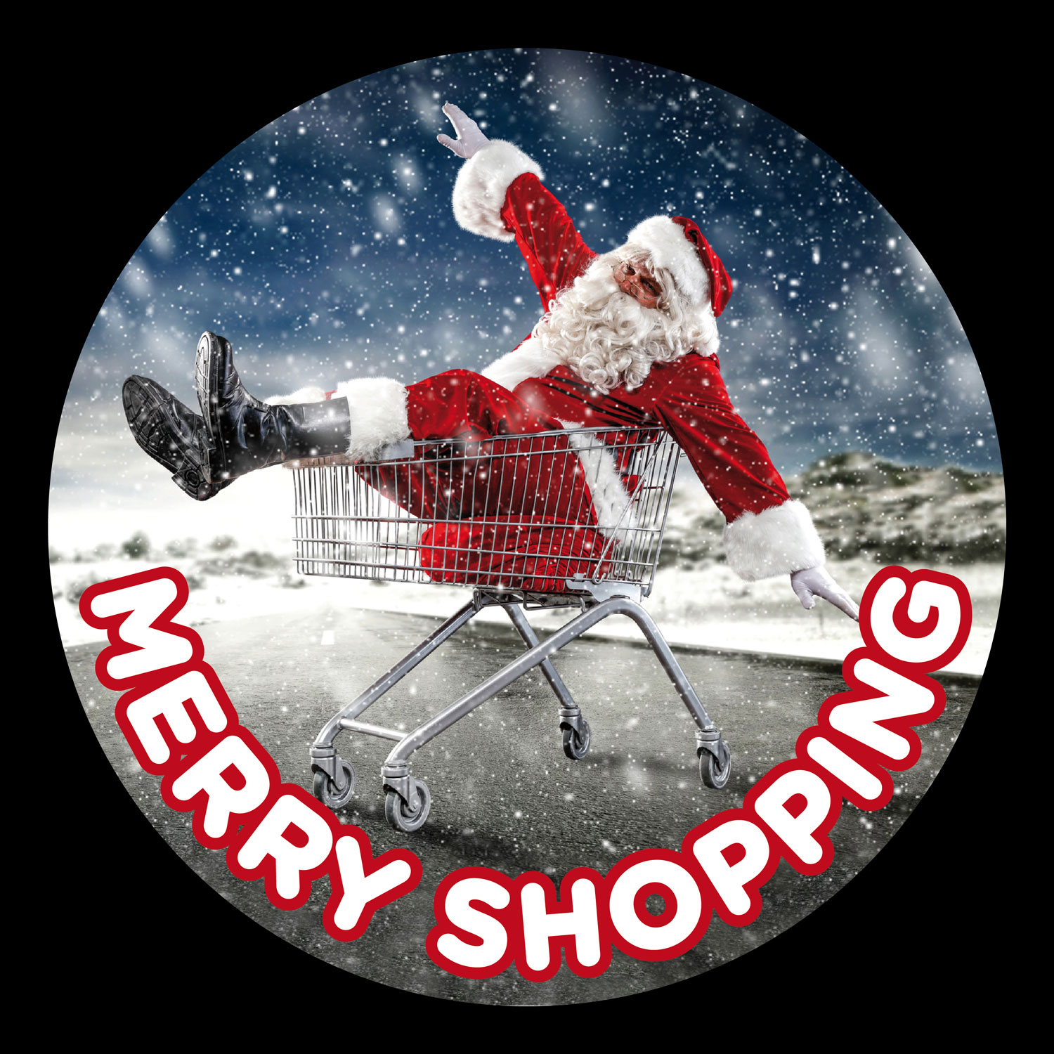Gobo Père Noël sur chariot Merry Shopping Gobo Père Noël sur chariot Merry Shopping