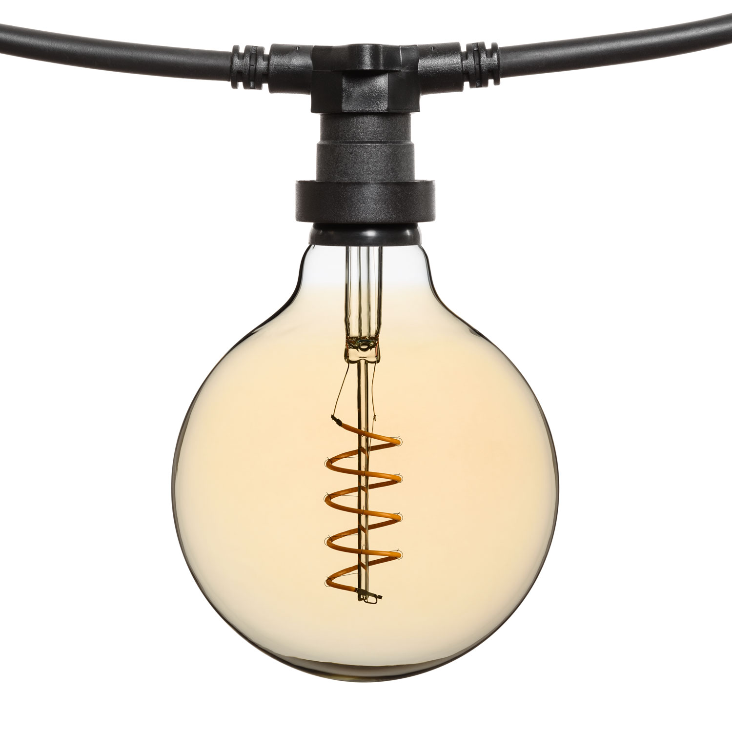 5m Lichterkette, 8 LED Globo Birnen 4 Watt Ø 125 mm, Spiral, schwarzes Kabel, erweiterbar 2 5m Lichterkette, 8 LED Globo Birnen 4 Watt Ø 125 mm, Spiral, schwarzes Kabel, erweiterbar 2