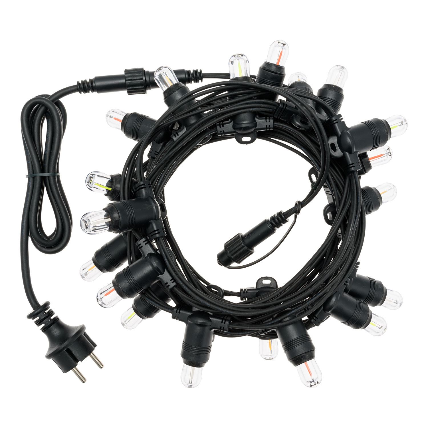 Guirlande 20 ampoules filament LED E14, led multicolor, câble noir 5 Guirlande 20 ampoules filament LED E14, led multicolor, câble noir 5