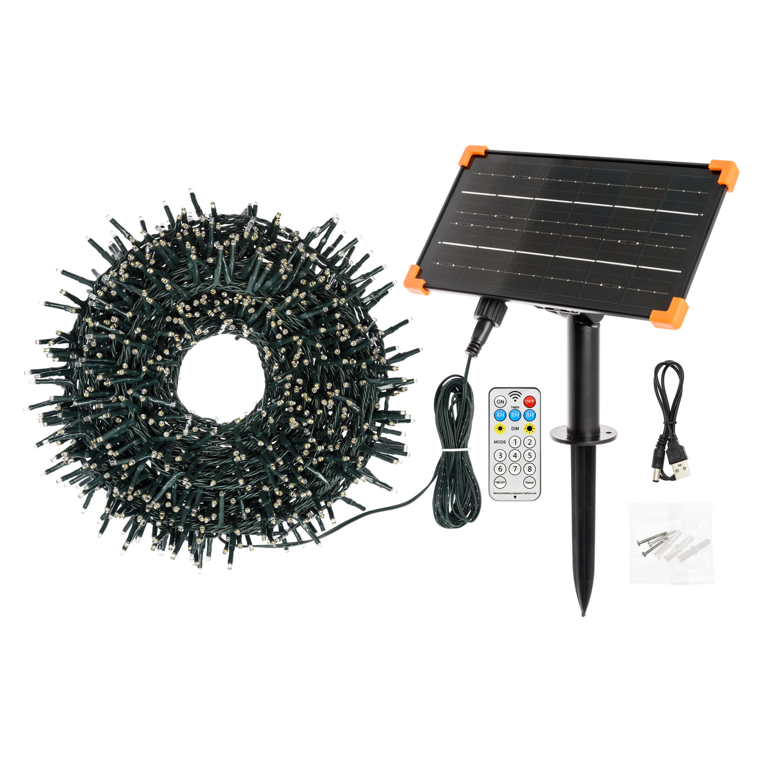 Solar MiniCluster-Lichterkette mit USB-POWERBANK 20 m, 1000 LEDs warmweiß 2 Solar MiniCluster-Lichterkette mit USB-POWERBANK 20 m, 1000 LEDs warmweiß 2