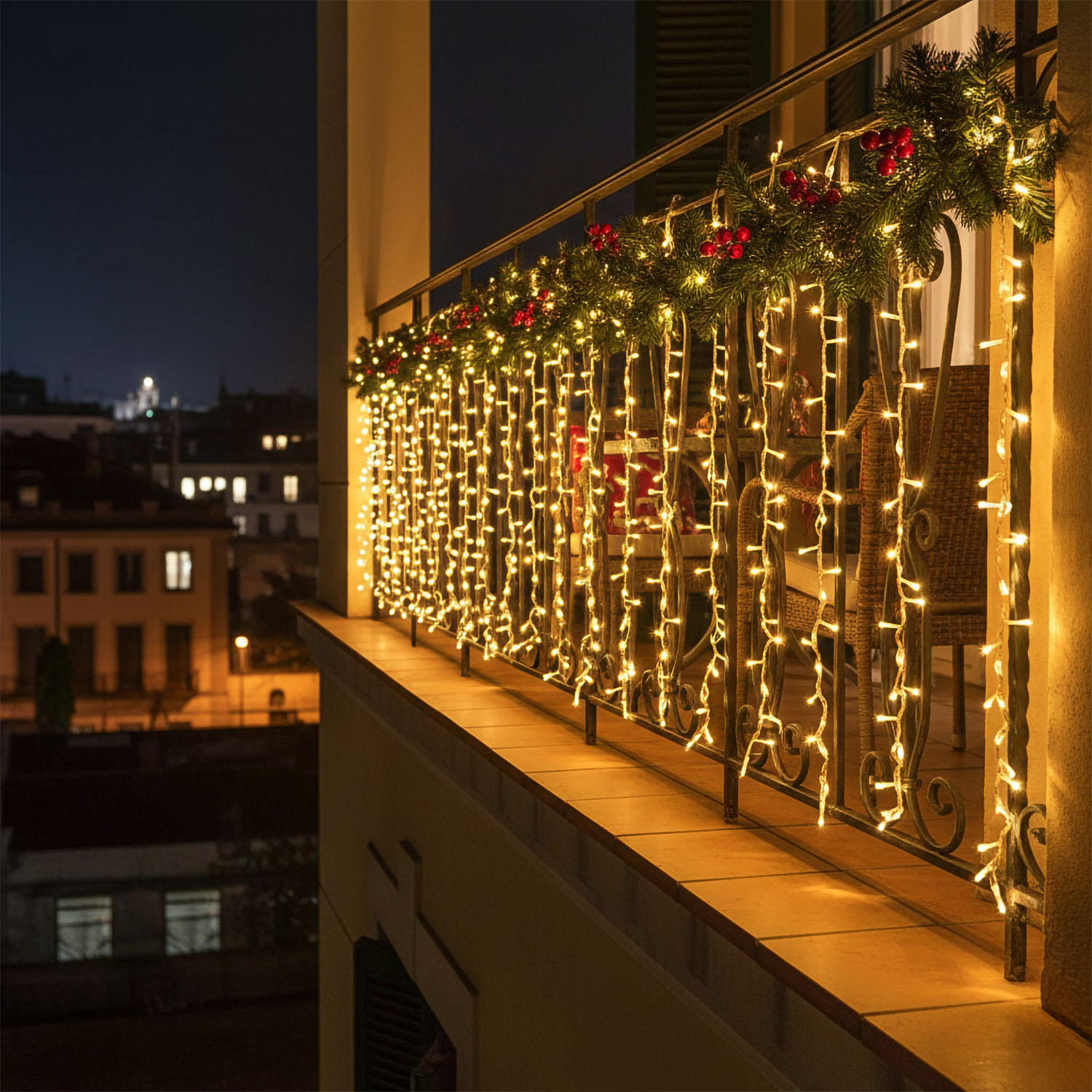 Tenda Nastro di Luce StarFall 4,6 x h 0,8 m, 1152 led bianco caldo, cavo trasparente