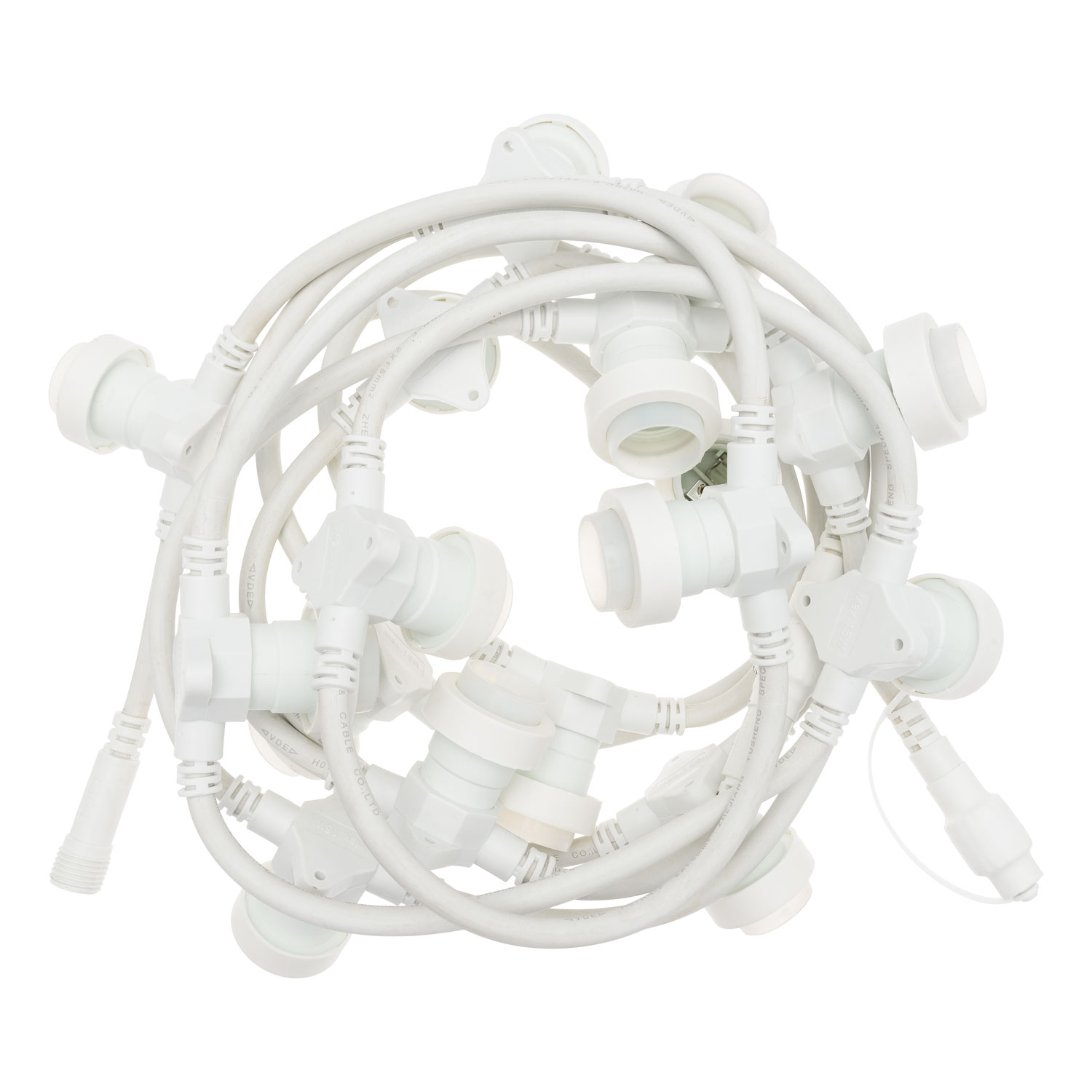 Lichterkette 5 m, 16 E27-Fassungen, weißes Kabel, erweiterbar 6 Lichterkette 5 m, 16 E27-Fassungen, weißes Kabel, erweiterbar 6