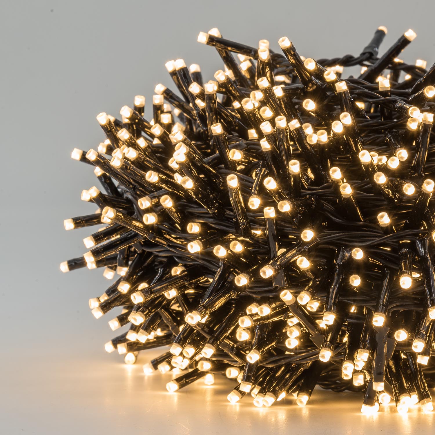 Catena 30 m, 1000 miniled bianco caldo e bianco extra caldo, cavo nero 10