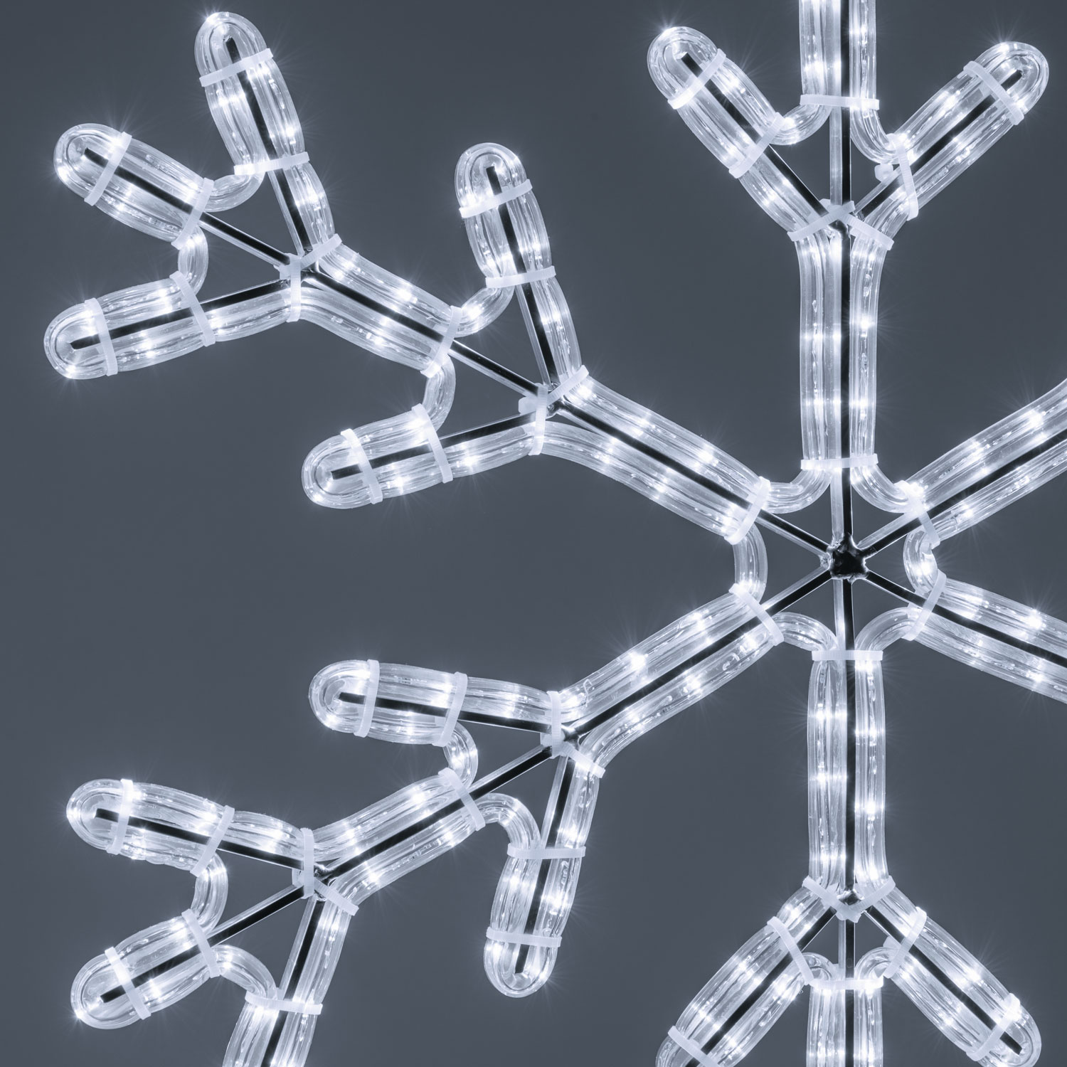 Schneekristall aus Lichtschlauch, 68 x 68 cm, 253 LEDs, kaltweiß 4 Schneekristall aus Lichtschlauch, 68 x 68 cm, 253 LEDs, kaltweiß 4