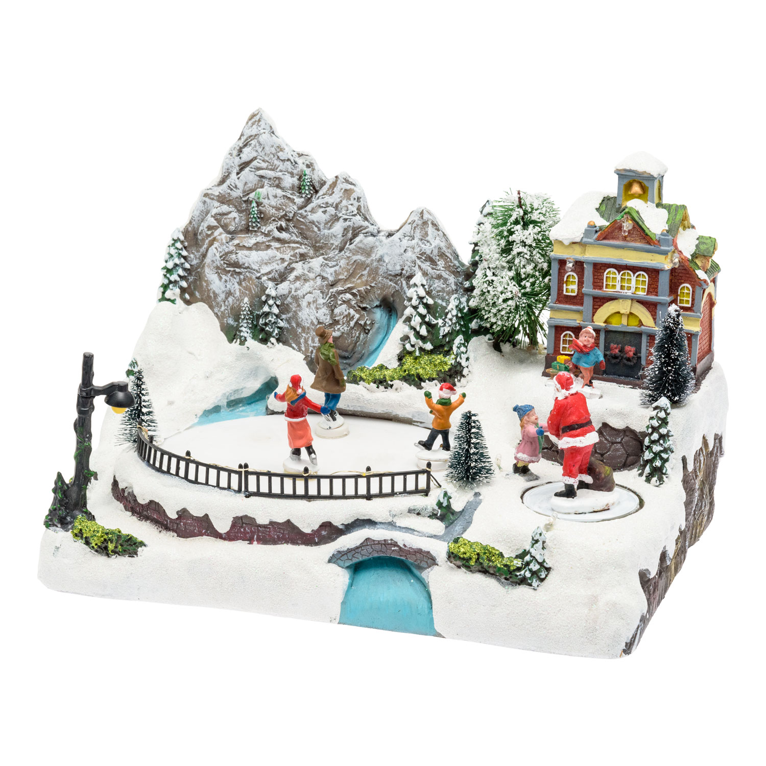 Village de Noël en Polyrésine, Lac Montagneux avec Patineurs en mouvement, h 20 cm 8 Village de Noël en Polyrésine, Lac Montagneux avec Patineurs en mouvement, h 20 cm 8