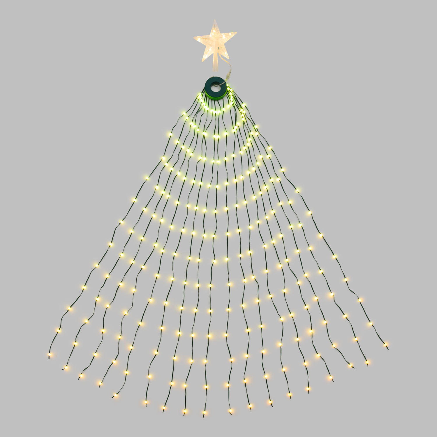 Manto de luces con Estrella para árbol de Navidad h 155 cm, 304 gotas de luz RGB 13 Manto de luces con Estrella para árbol de Navidad h 155 cm, 304 gotas de luz RGB 13