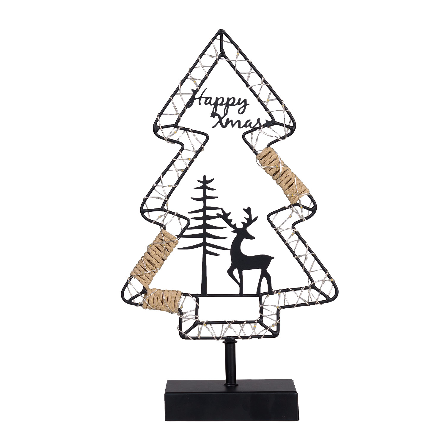 Weihnachtsbaum Landschaft mit Standfuß, H 35 cm, schwarzes Metall und warmweiße Micro-LEDs 4 Weihnachtsbaum Landschaft mit Standfuß, H 35 cm, schwarzes Metall und warmweiße Micro-LEDs 4
