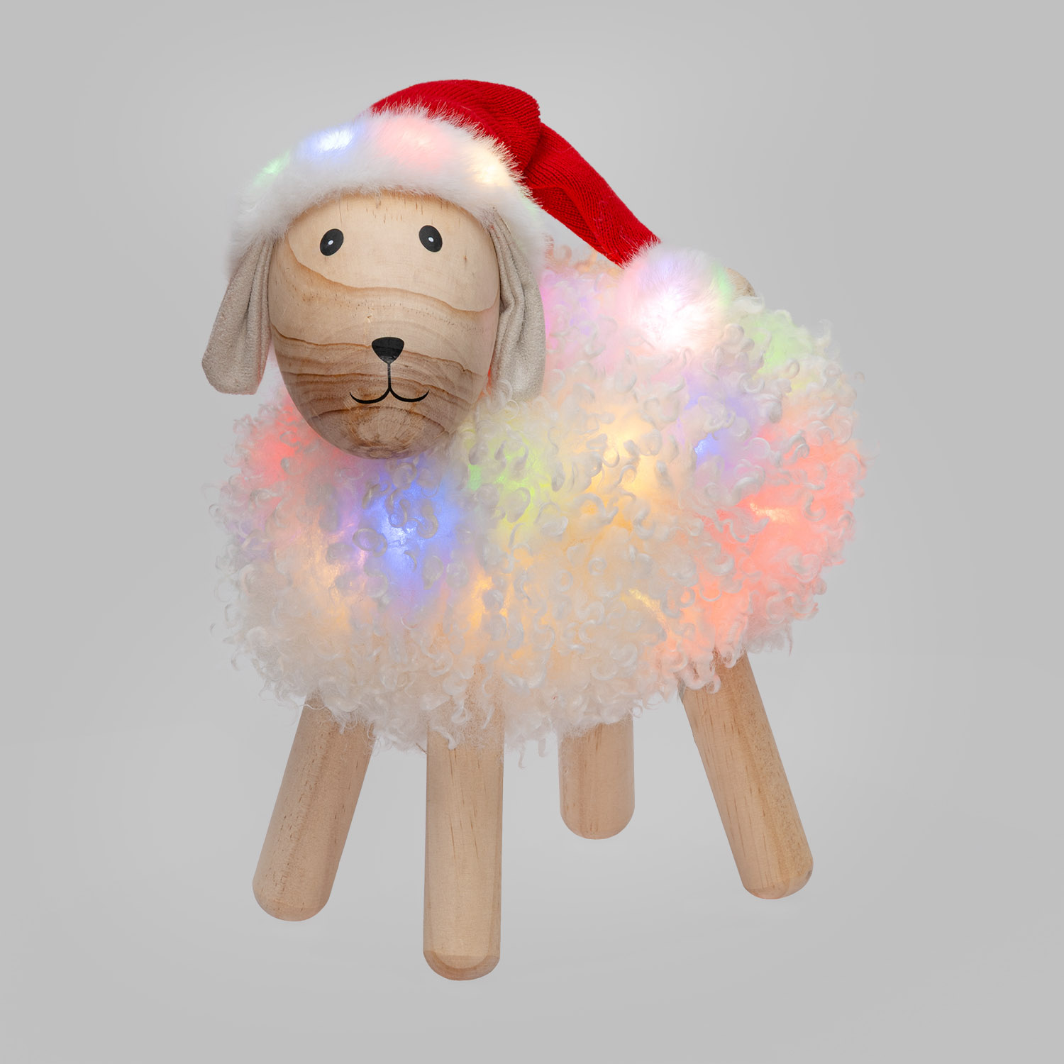 NatAgnello 3D-Leuchtfigur aus Holz, H 35 cm, Dual Color Micro-LEDs warmweiß und mehrfarbig, für den Innenbereich 5