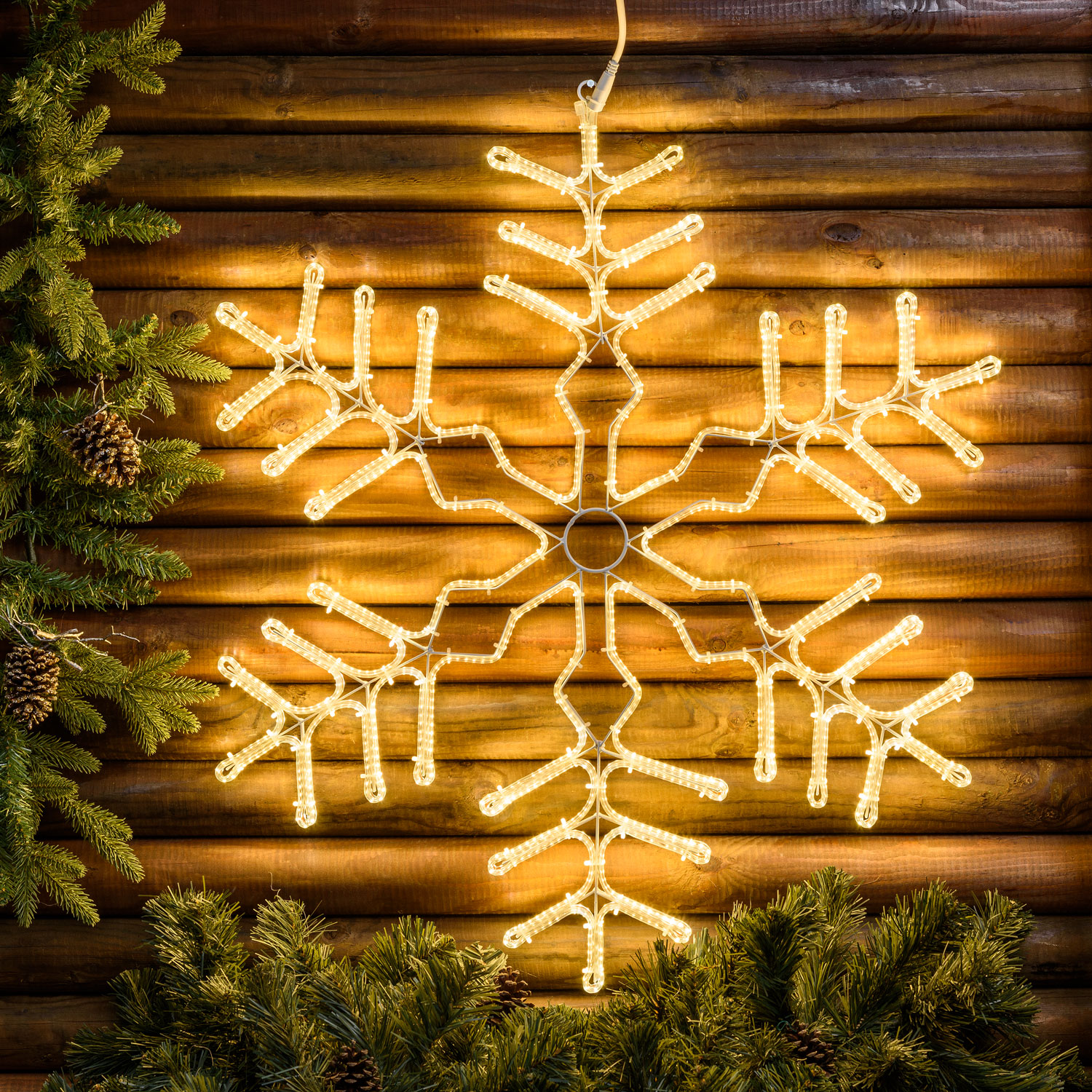 Flocon de neige en tube ultra lumineux 92 x 85 cm, led blanc chaud 9 Flocon de neige en tube ultra lumineux 92 x 85 cm, led blanc chaud 9