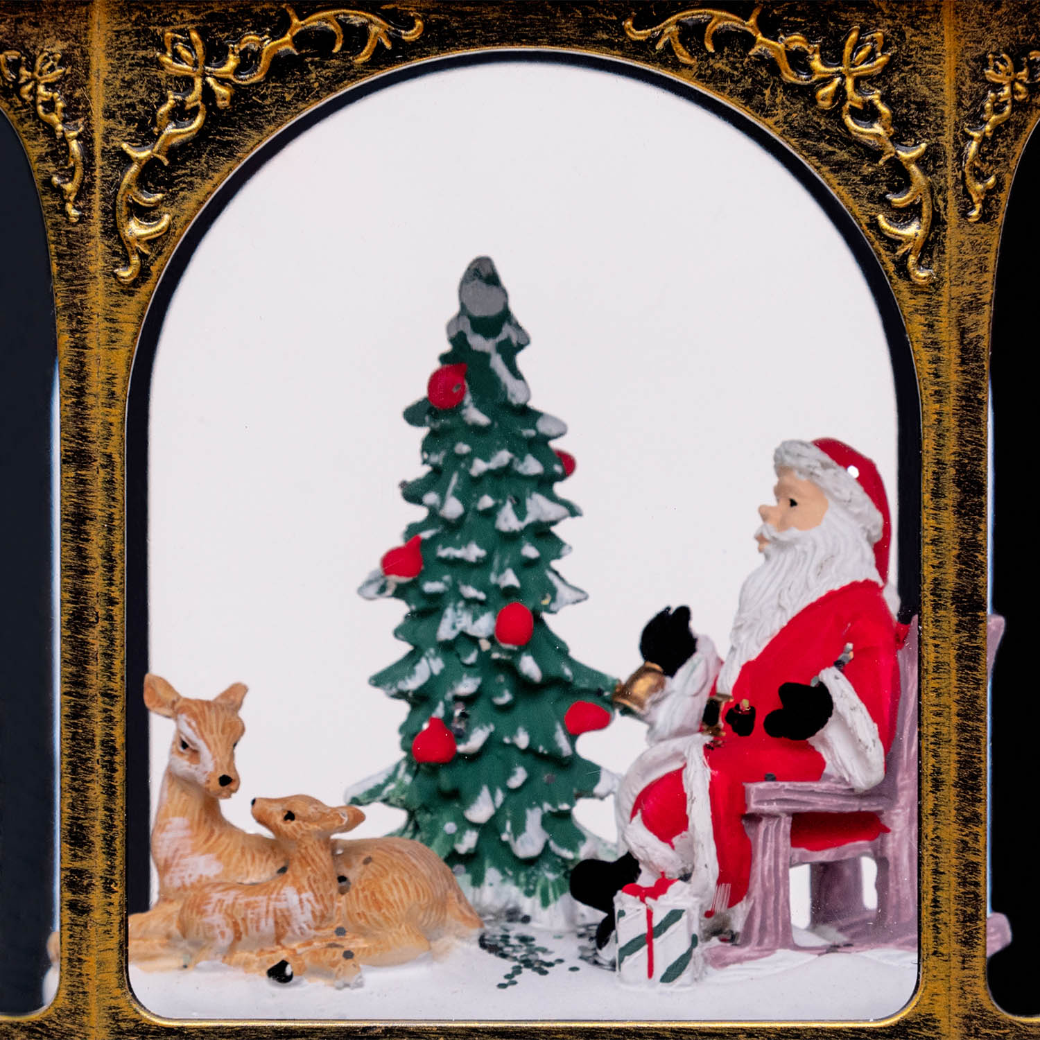 Sechseckige Laterne in dunkelbraun mit funkelndem Glitter, H 21 cm, Weihnachtsmelodien, LED warmweiß, für Innenbereich 6 Sechseckige Laterne in dunkelbraun mit funkelndem Glitter, H 21 cm, Weihnachtsmelodien, LED warmweiß, für Innenbereich 6