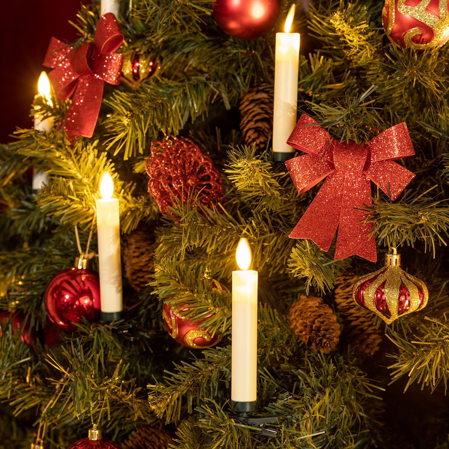 Set of 10 Battery Powered Tree candles, Moving Flame, Warm White Led 10 Set of 10 Battery Powered Tree candles, Moving Flame, Warm White Led 10