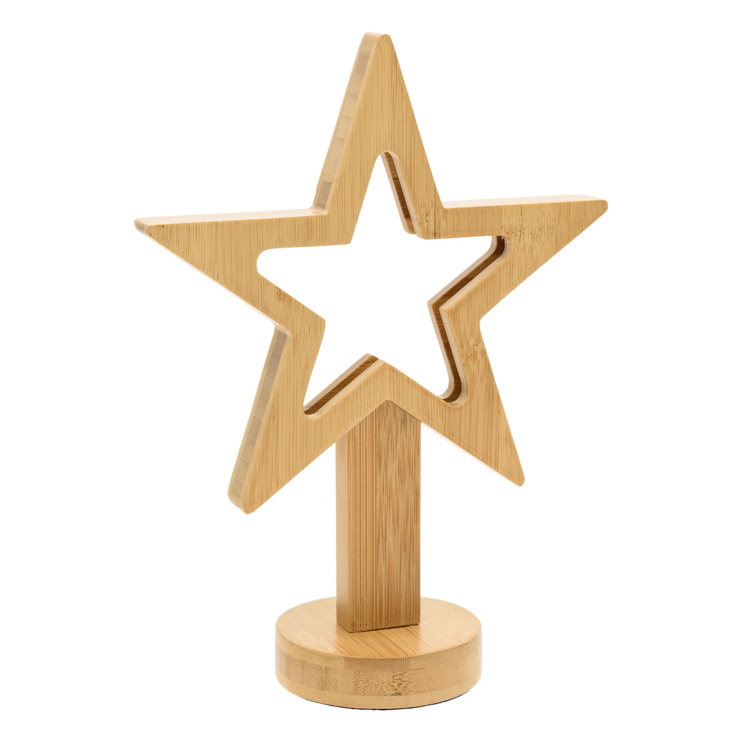 Étoile en bois naturel à pile, h. 25 cm, led blanc chaud 2 Étoile en bois naturel à pile, h. 25 cm, led blanc chaud 2