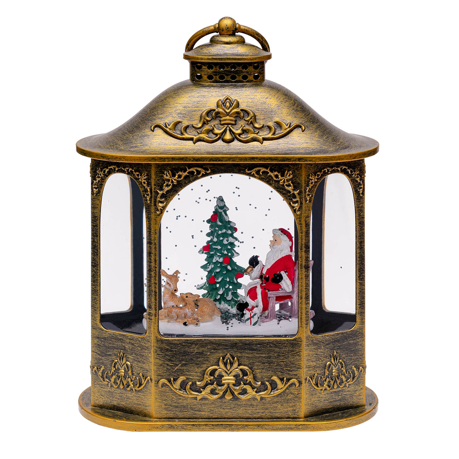 Sechseckige Laterne in dunkelbraun mit funkelndem Glitter, H 21 cm, Weihnachtsmelodien, LED warmweiß, für Innenbereich 7 Sechseckige Laterne in dunkelbraun mit funkelndem Glitter, H 21 cm, Weihnachtsmelodien, LED warmweiß, für Innenbereich 7