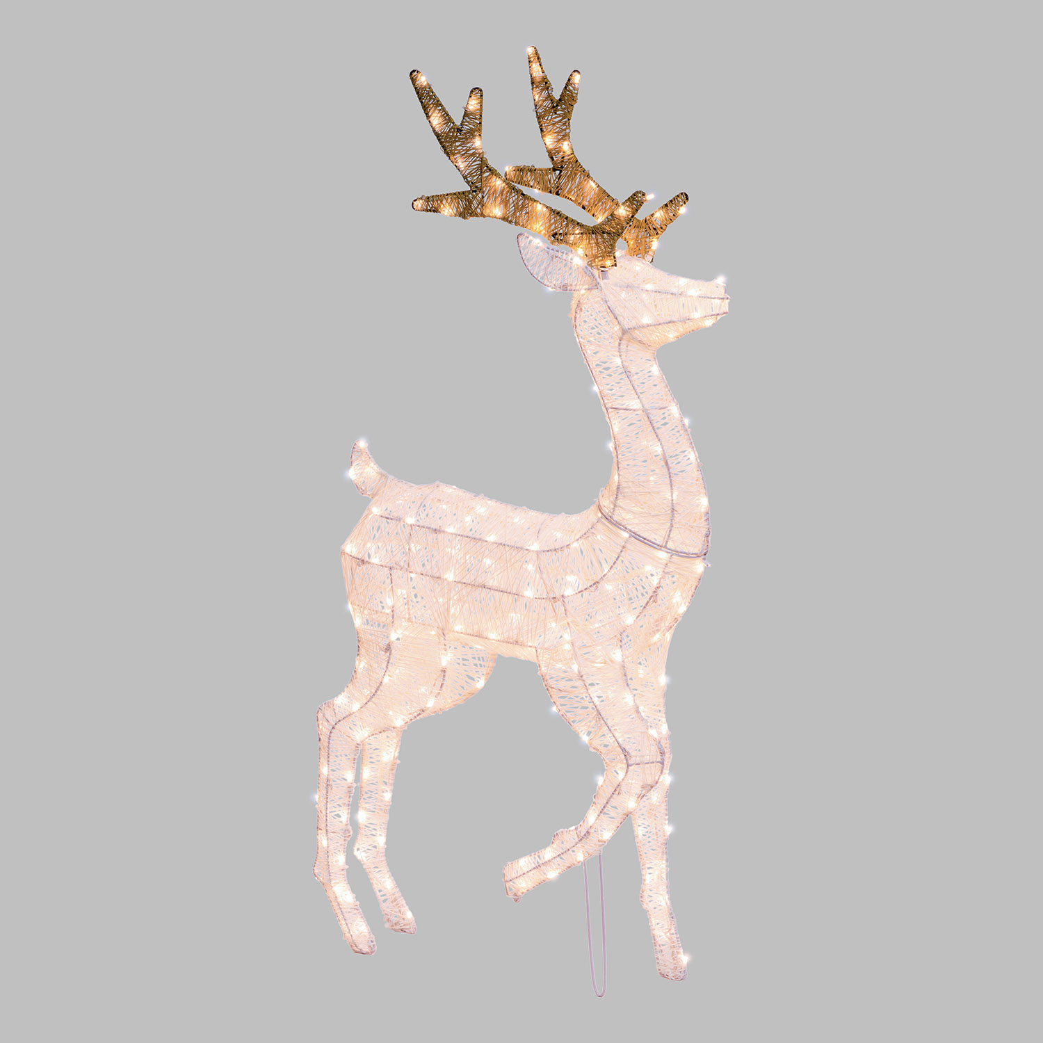 Renna con zampa alzata 3D Light Cream & Brown, h 125 cm, 240 Dual LED bianco extra caldo e bianco freddo 5