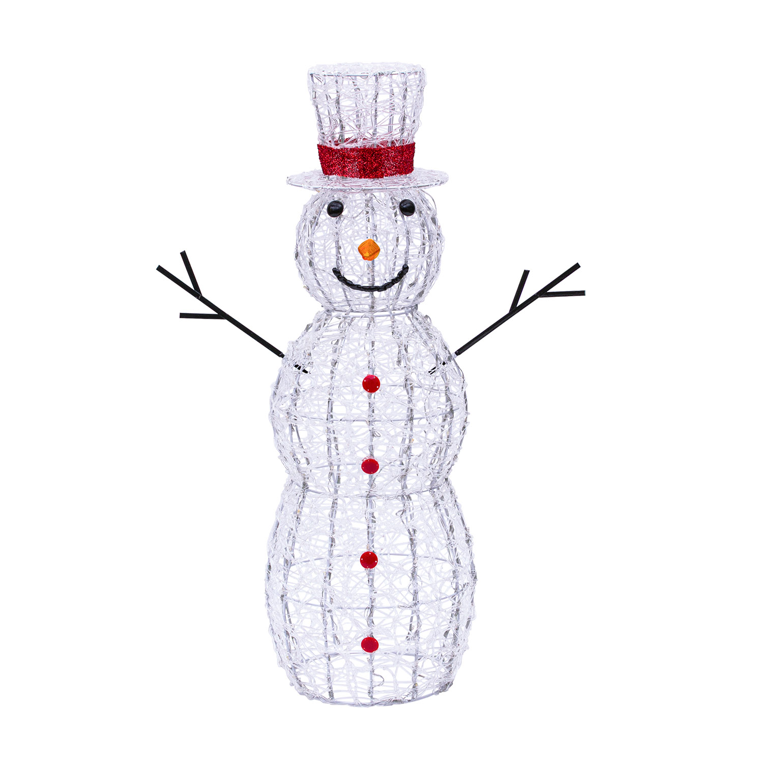 Pupazzo di Neve 3D in acrilico trasparente, h 105 cm, 220 Dual LED bianco caldo e freddo 28