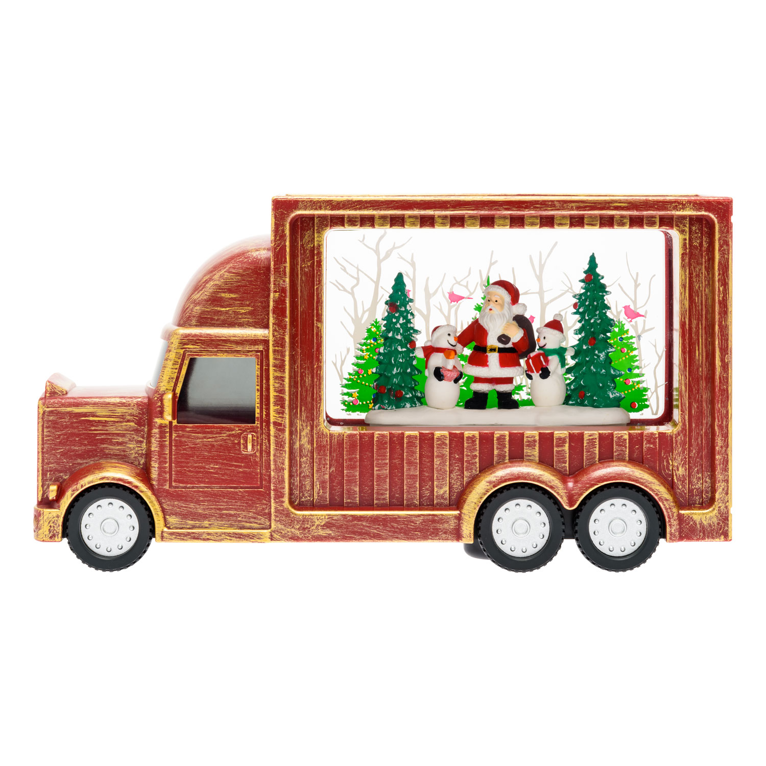 Lanterne de Noël rouge antique à piles Camion Cola avec neige paillettes 4 Lanterne de Noël rouge antique à piles Camion Cola avec neige paillettes 4