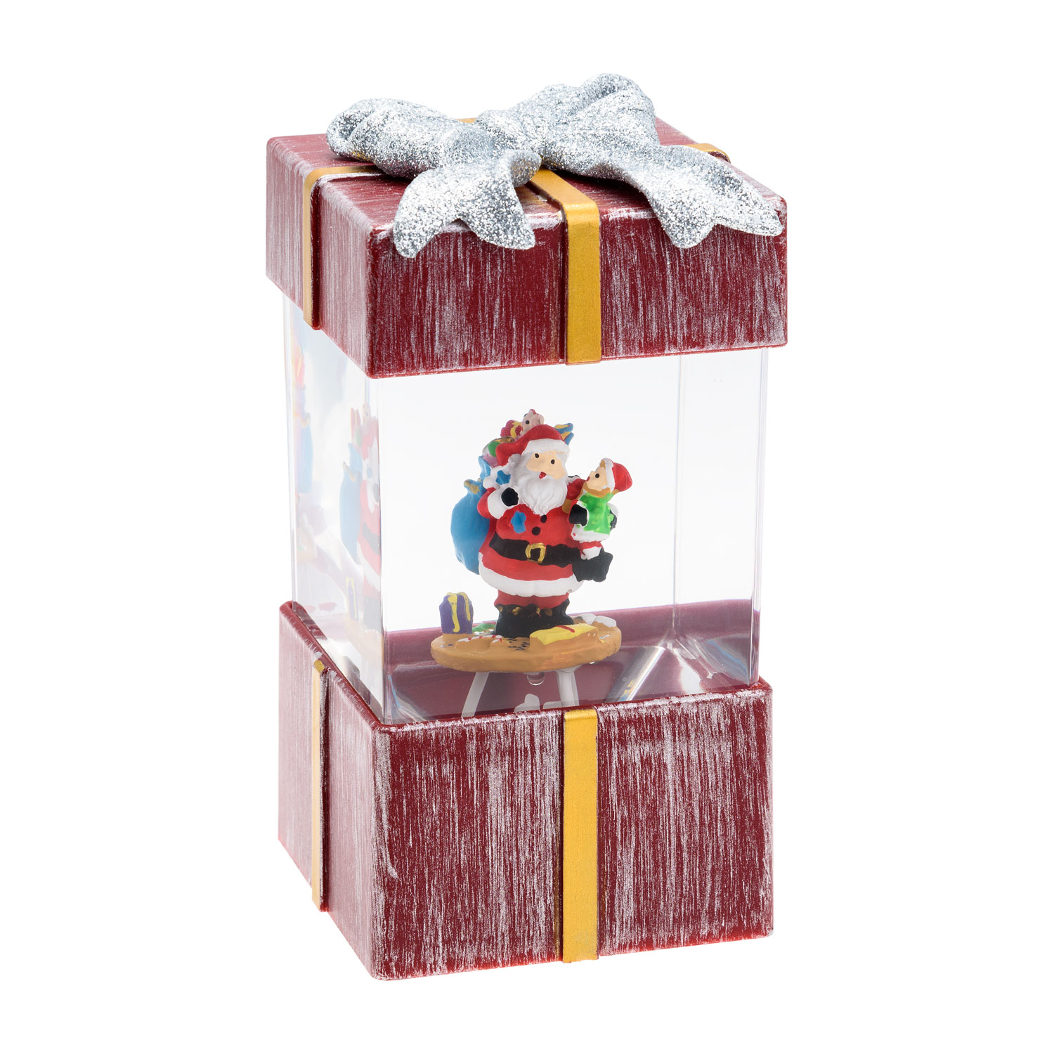 Lanterne Paquet Cadeau rouge vieilli avec paillettes dans l'eau 3 Lanterne Paquet Cadeau rouge vieilli avec paillettes dans l'eau 3