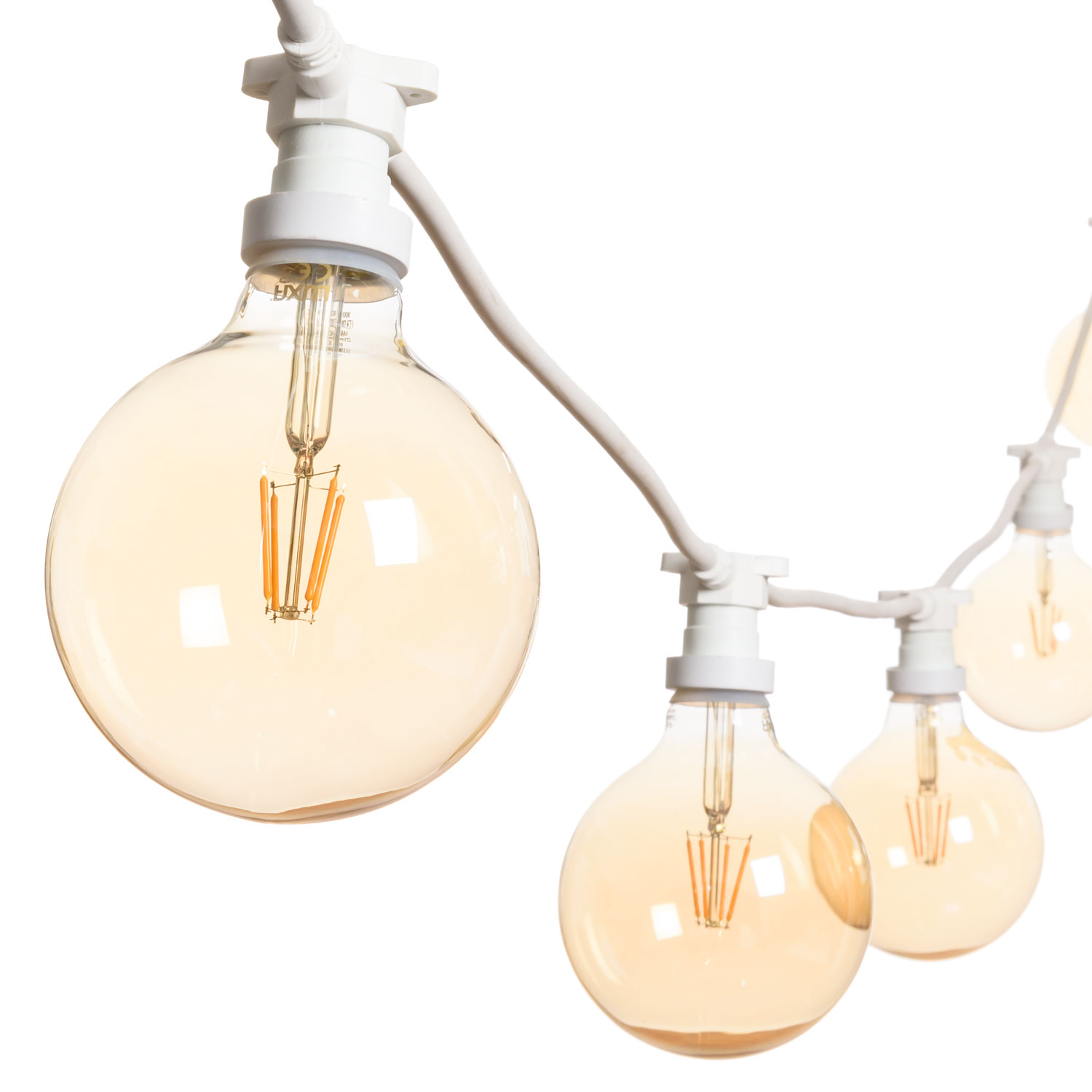 Guirnalda 5m con 5 bombillas led de 8W globo Ø 125mm, regulables Guirnalda 5m con 5 bombillas led de 8W globo Ø 125mm, regulables