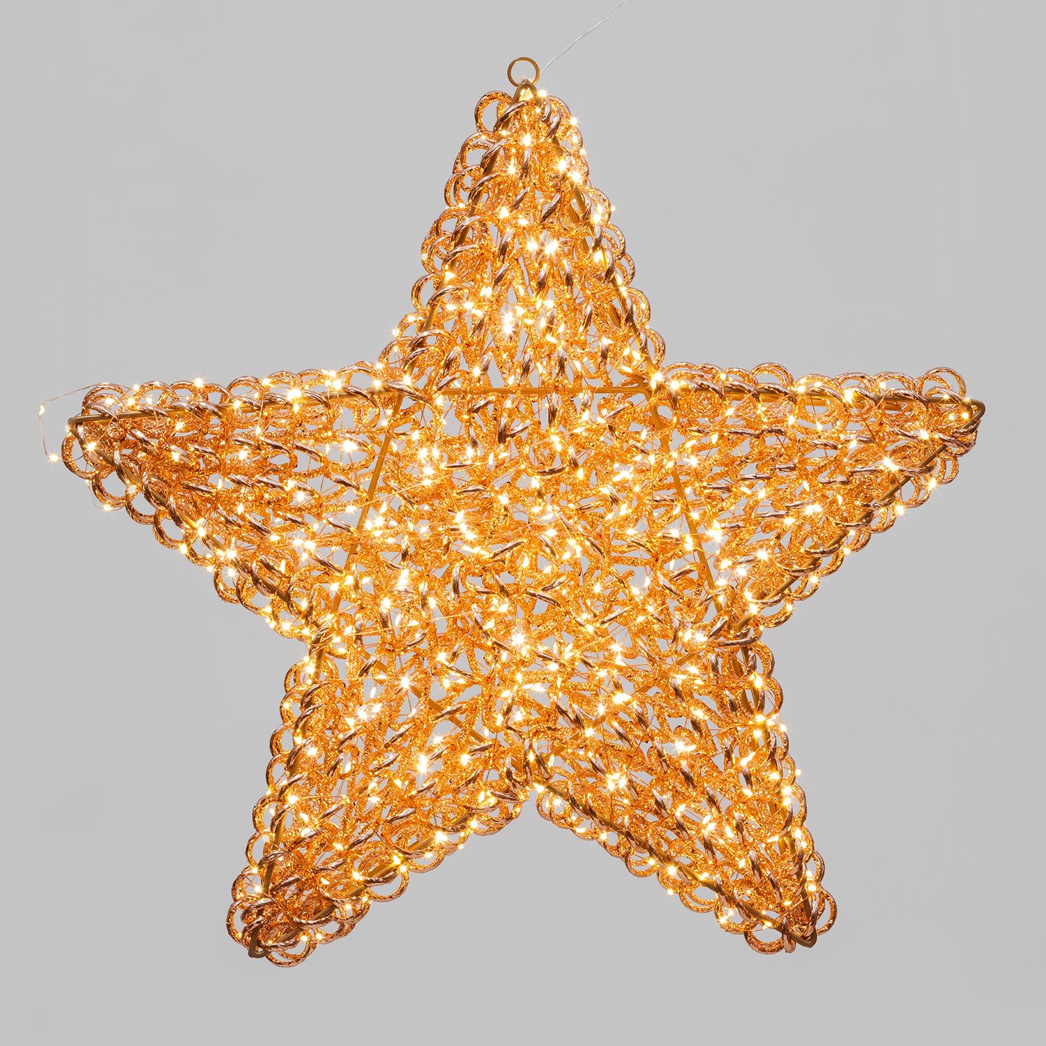 Stella in metallo 3D Rose Gold, filo a spirale, ∅58 cm, 720 microled bianco caldo