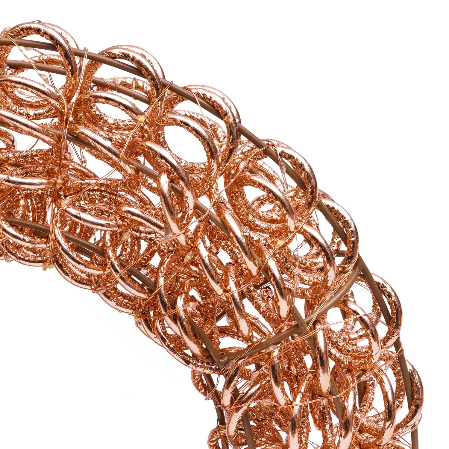Corona in metallo 3D Rose Gold, filo a spirale, ∅40 cm, 400 microled bianco caldo 3