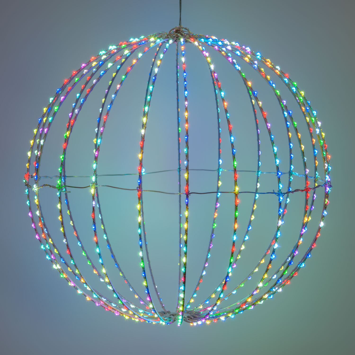 Leuchtkugel aus Silberdraht Ø 40 cm, 700 Micro LEDs RGB Leuchtkugel aus Silberdraht Ø 40 cm, 700 Micro LEDs RGB