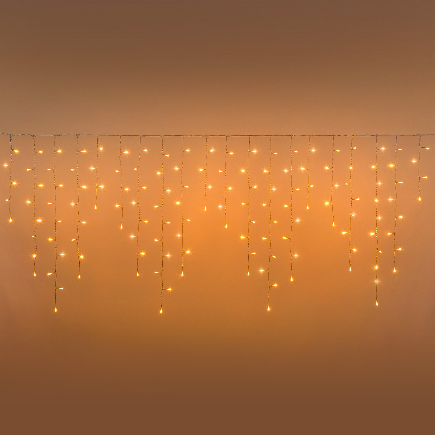2 x h 0.8m Warm White Connect+ Icicle Lights, 140 LEDs, transparent cable, connectable 3
