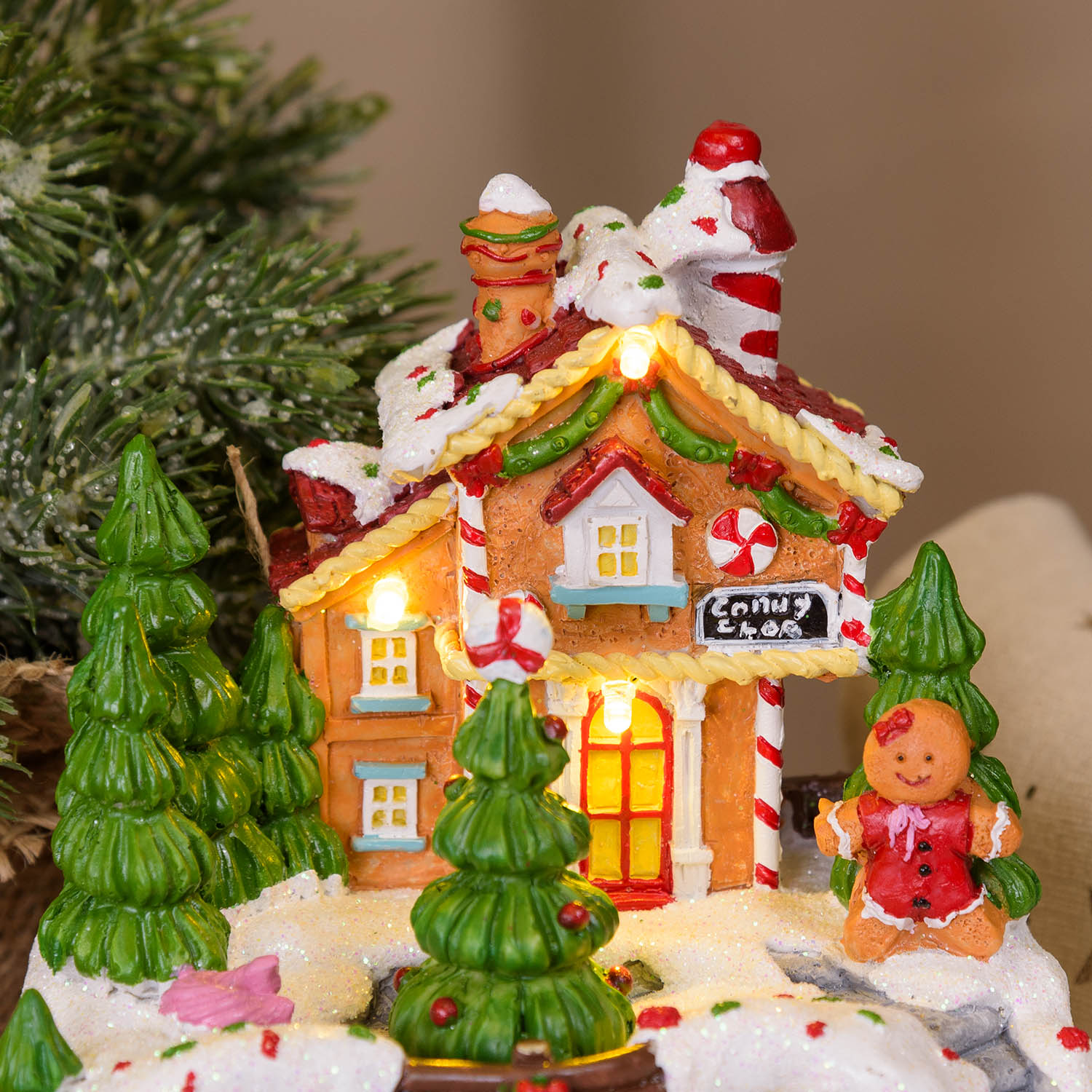 Christmas Village with Snowy Landscape Marzipan House, rotating Cake Train, h 16 cm, Christmas music 8 Christmas Village with Snowy Landscape Marzipan House, rotating Cake Train, h 16 cm, Christmas music 8