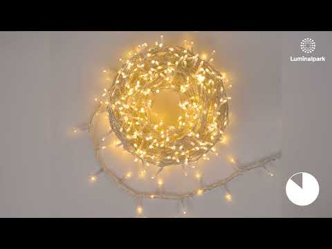30m 1660 Warm White Led StarFall Mini Cluster String Lights, Green Cable 2
