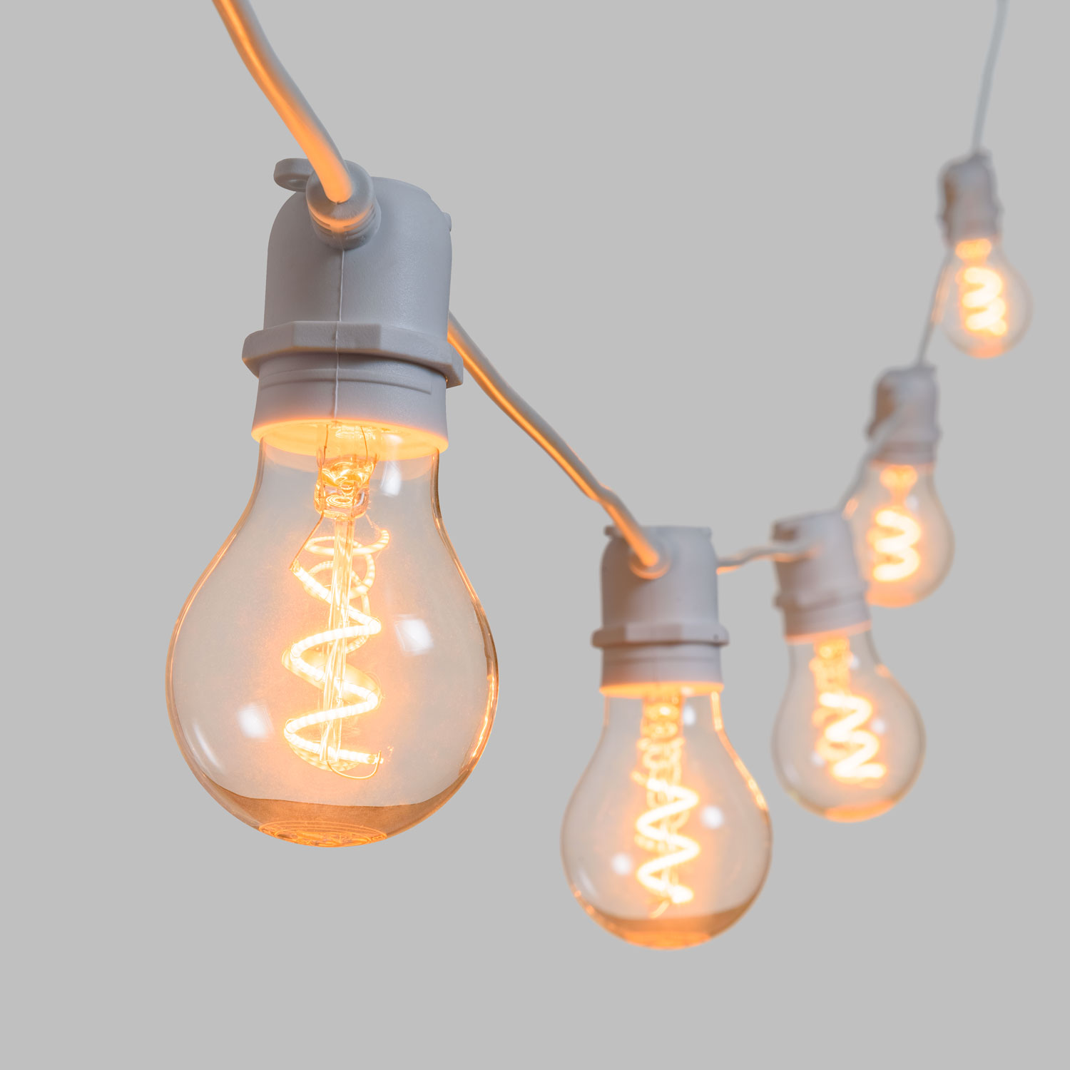 Catena 5 m, 10 lampadine goccia Ø 60 mm, led bianco caldo a spirale, prolungabile 1 Catena 5 m, 10 lampadine goccia Ø 60 mm, led bianco caldo a spirale, prolungabile 1