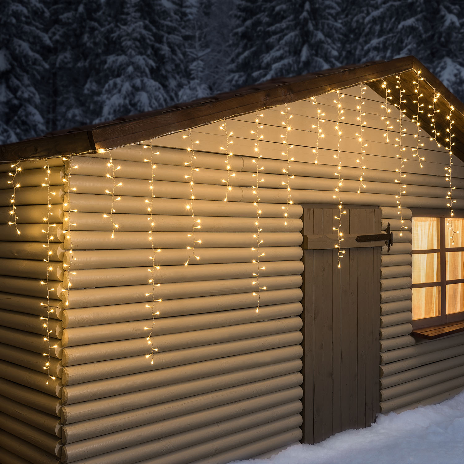 Stalattite 3,4 x h 0,8 m, 384 miniled bianco caldo e bianco extra caldo, cavo trasparente 16