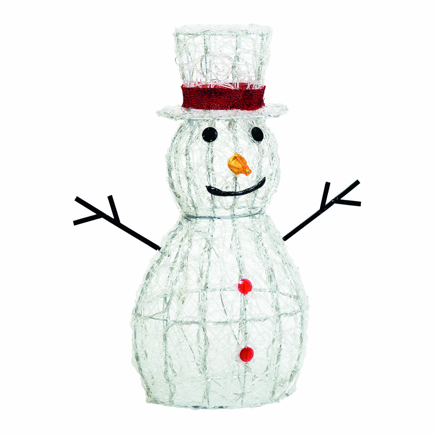 Pupazzo di Neve 3D in acrilico trasparente, h 70 cm, 160 Dual LED bianco caldo e freddo 9