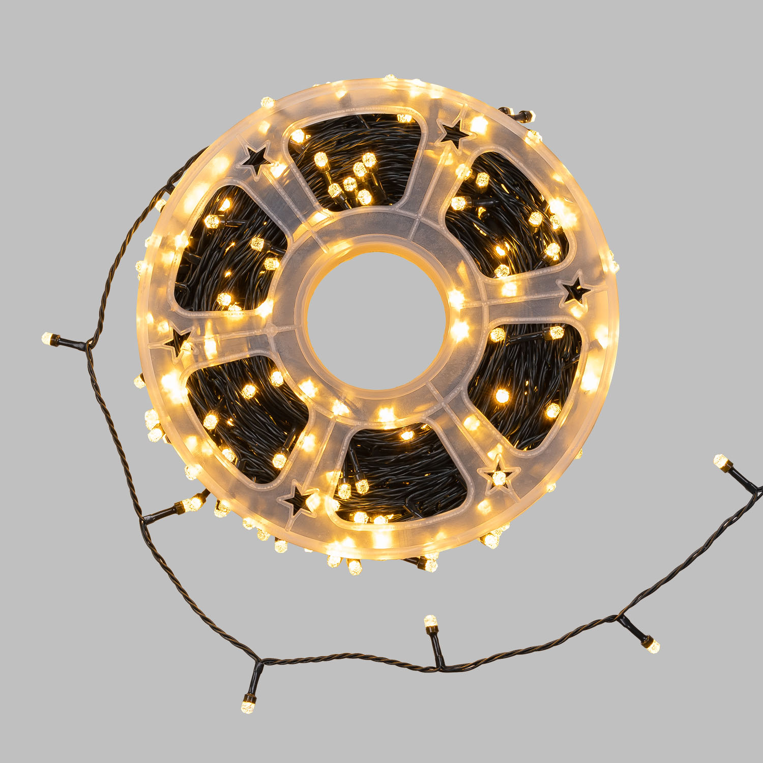 Catena 50 m, 500 led Diamante Bubble bianco caldo, cavo verde 6