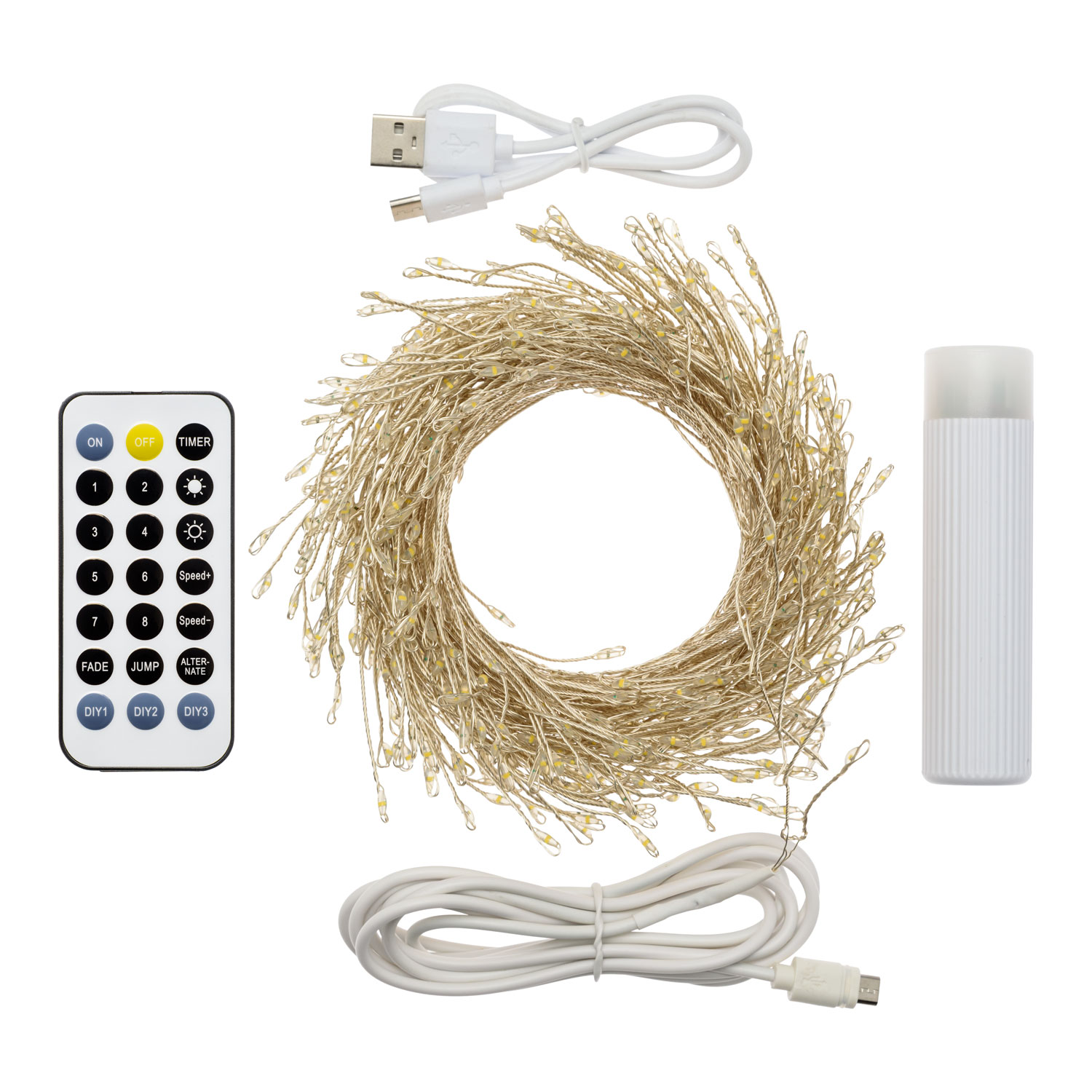 Cluster-Lichterkette mit USB-POWERBANK 6 m, 600 MicroLEDs warmweiß 2 Cluster-Lichterkette mit USB-POWERBANK 6 m, 600 MicroLEDs warmweiß 2