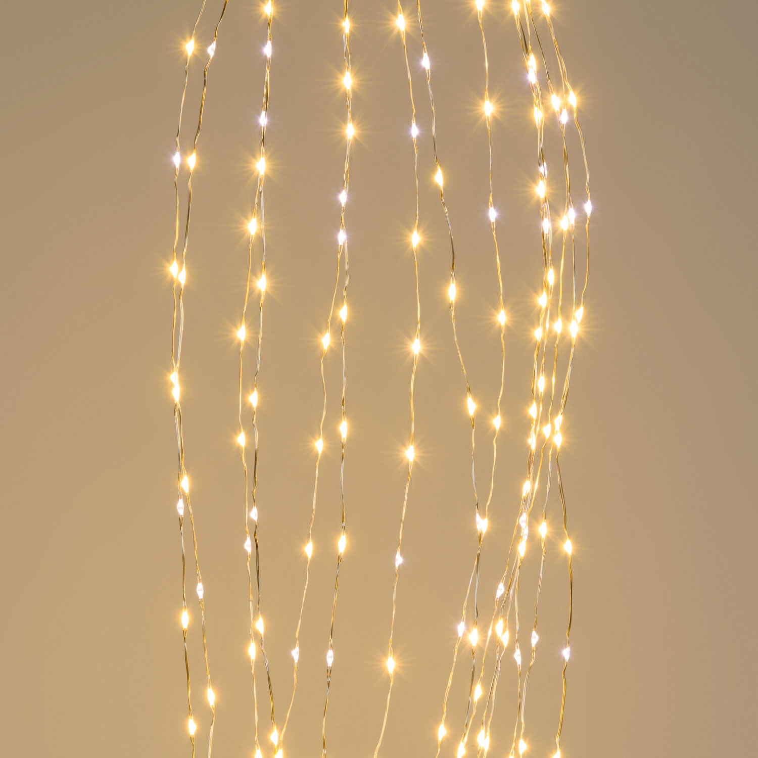 Cascada de luces 5 m, 15 tiras, 1500 microled blanco cálido y frío, cable metal plata 4 Cascada de luces 5 m, 15 tiras, 1500 microled blanco cálido y frío, cable metal plata 4