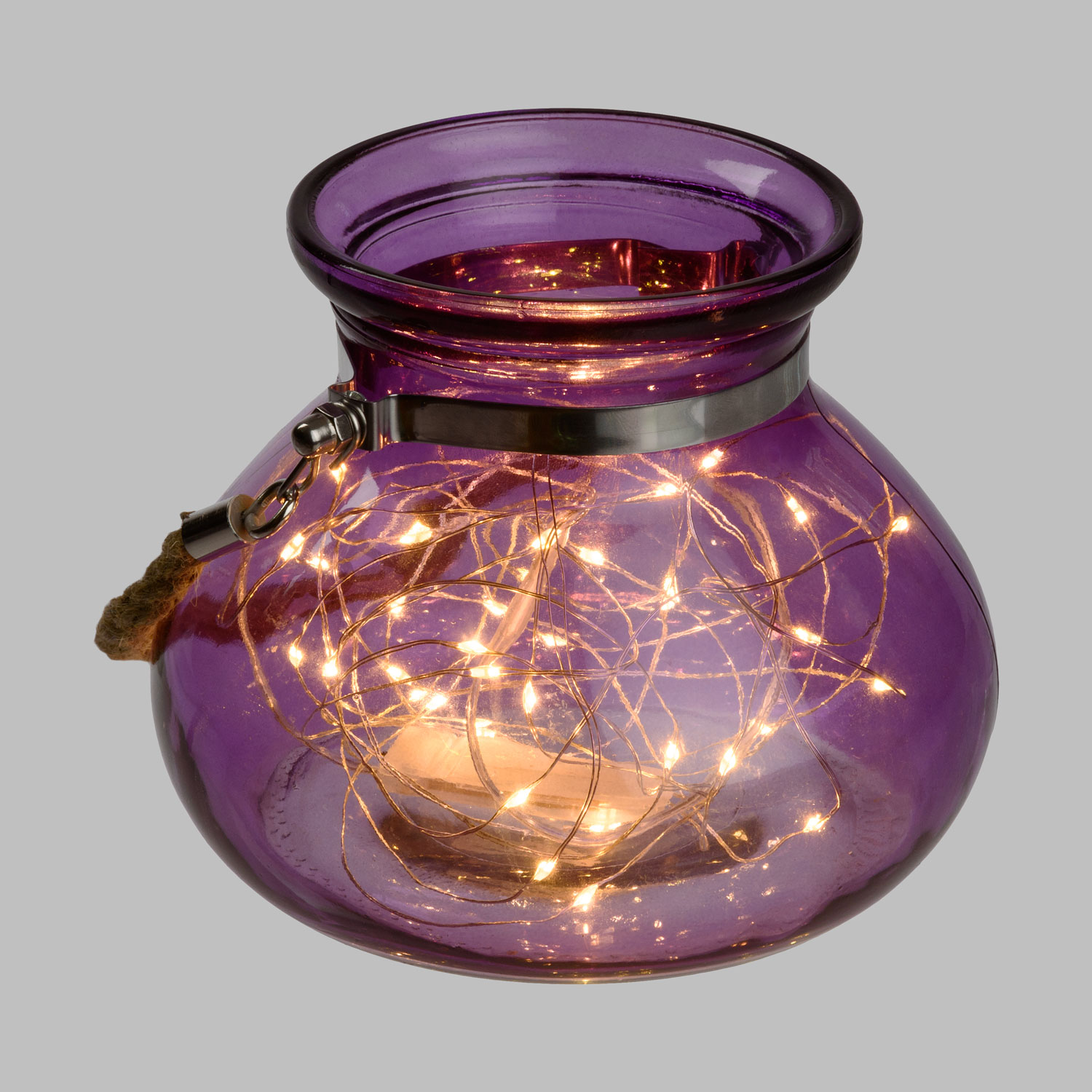 Vase en verre violet avec lumière, 40 MicroLED blanc chaud 4 Vase en verre violet avec lumière, 40 MicroLED blanc chaud 4