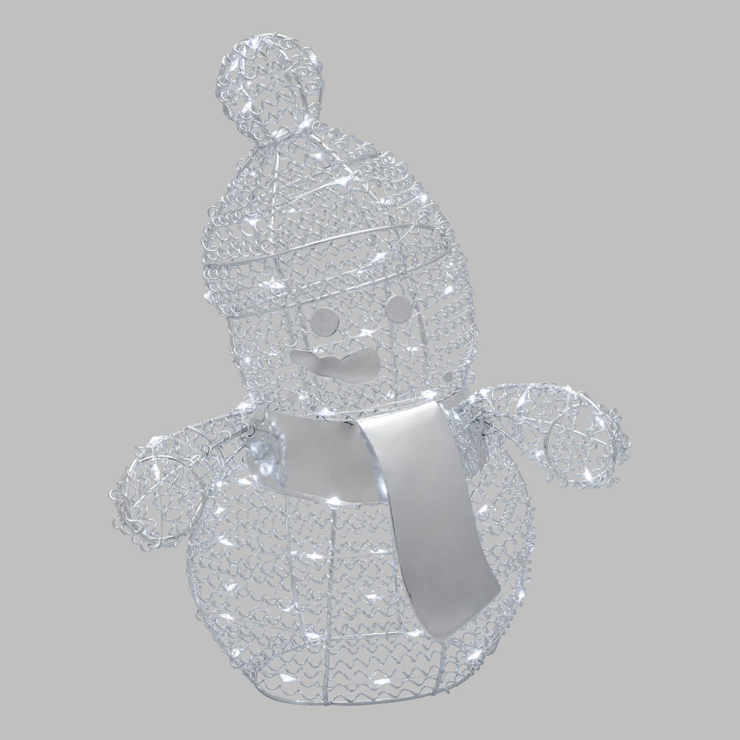 Schneemann aus Silberdraht h 33 cm, 80 MicroLEDs kaltweiß 6 Schneemann aus Silberdraht h 33 cm, 80 MicroLEDs kaltweiß 6