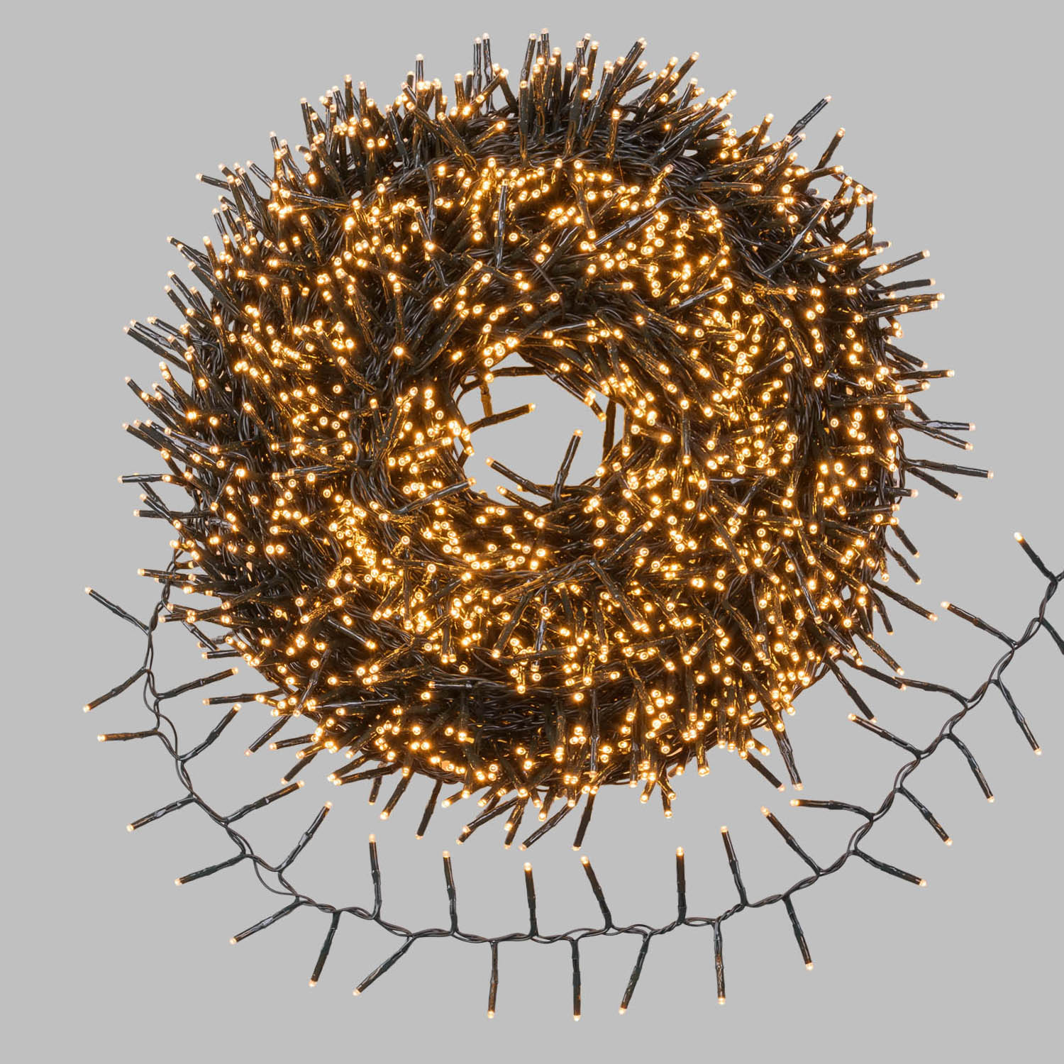 Clusterlichetr-Plus 60 m, 3000 Mini-LEDs Extra warmweiß, grünes Kabel Clusterlichetr-Plus 60 m, 3000 Mini-LEDs Extra warmweiß, grünes Kabel