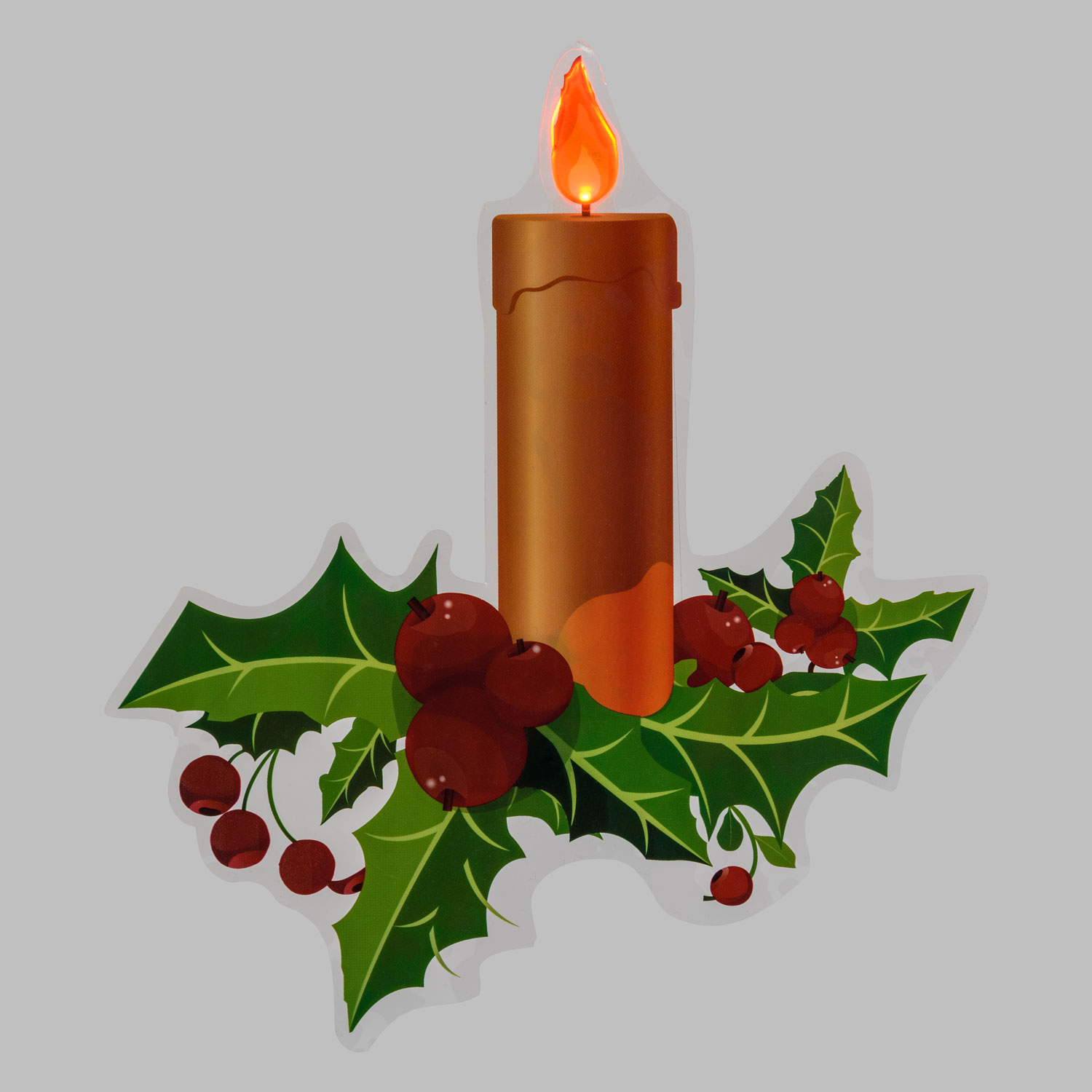 Autocollant vitre de Noël à pile, Bougie avec Houx avec timer, 25 cm 3 Autocollant vitre de Noël à pile, Bougie avec Houx avec timer, 25 cm 3