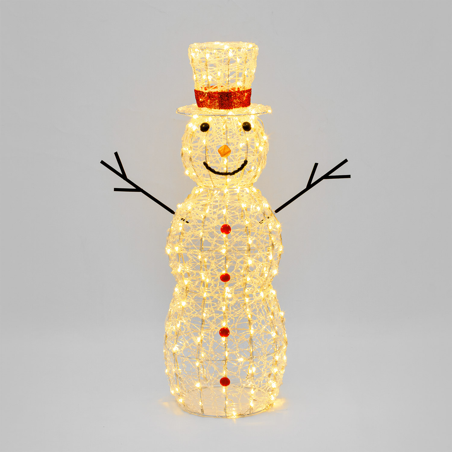 Pupazzo di Neve 3D in acrilico trasparente, h 105 cm, 220 Dual LED bianco caldo e freddo 21