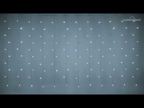 Lichtervorhang, 3,2 x h 1 m, 200 LEDs kaltweiß, weißes Kabel 2 Lichtervorhang, 3,2 x h 1 m, 200 LEDs kaltweiß, weißes Kabel 2