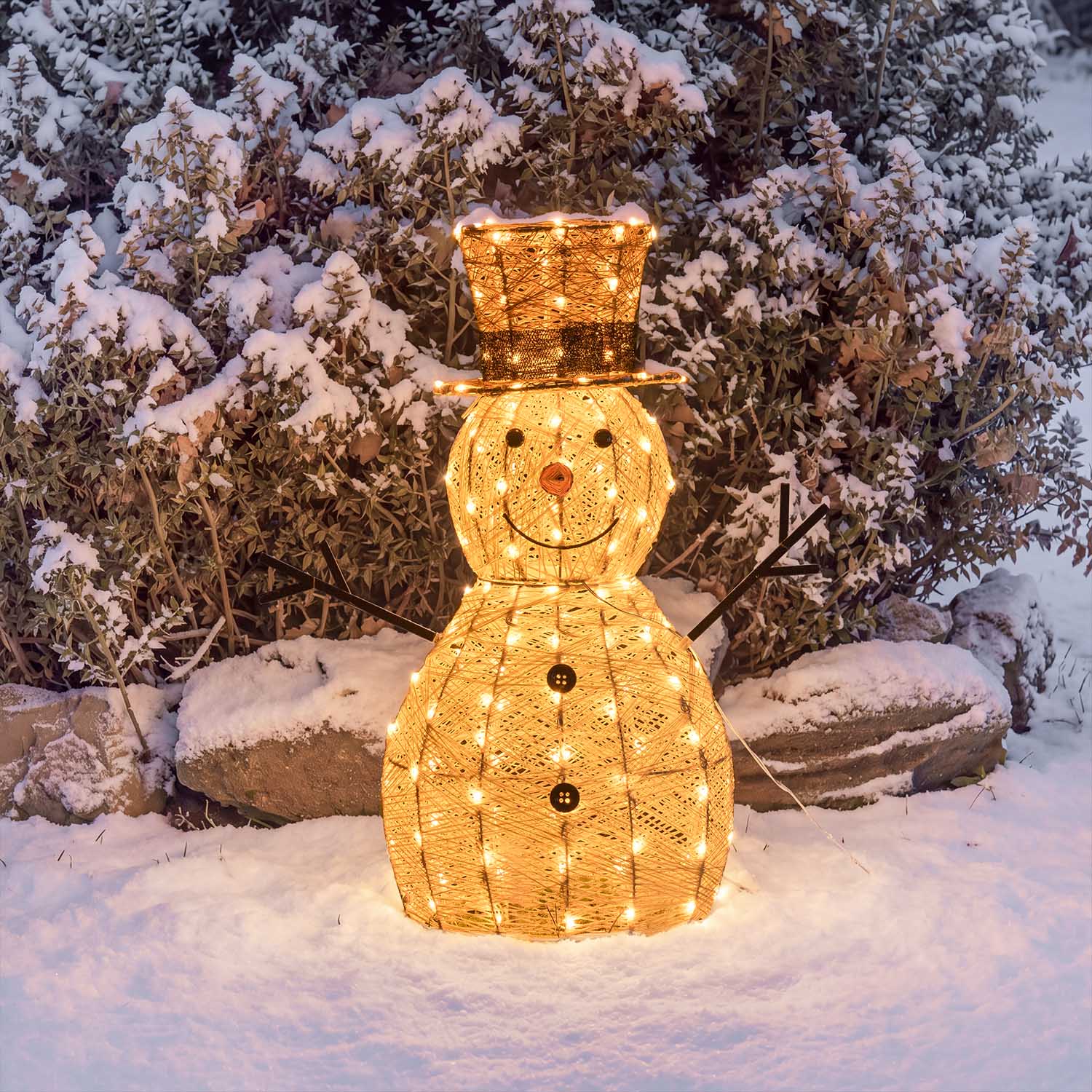 Pupazzo di Neve 3D Light Cream & Brown, h 70 cm, 160 Dual LED bianco extra caldo e bianco freddo 13