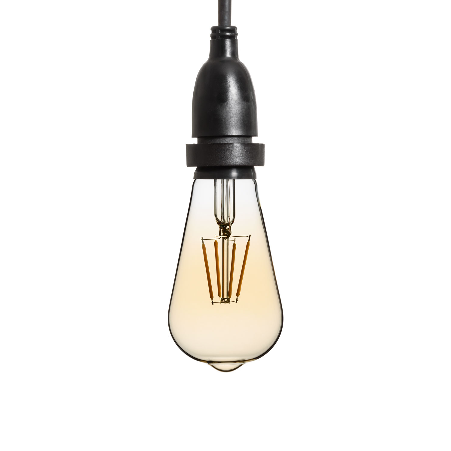 Hängende LED-Edison Birne 4 Watt Ø 64 mm, schwarzes Kabel 3 m 2 Hängende LED-Edison Birne 4 Watt Ø 64 mm, schwarzes Kabel 3 m 2