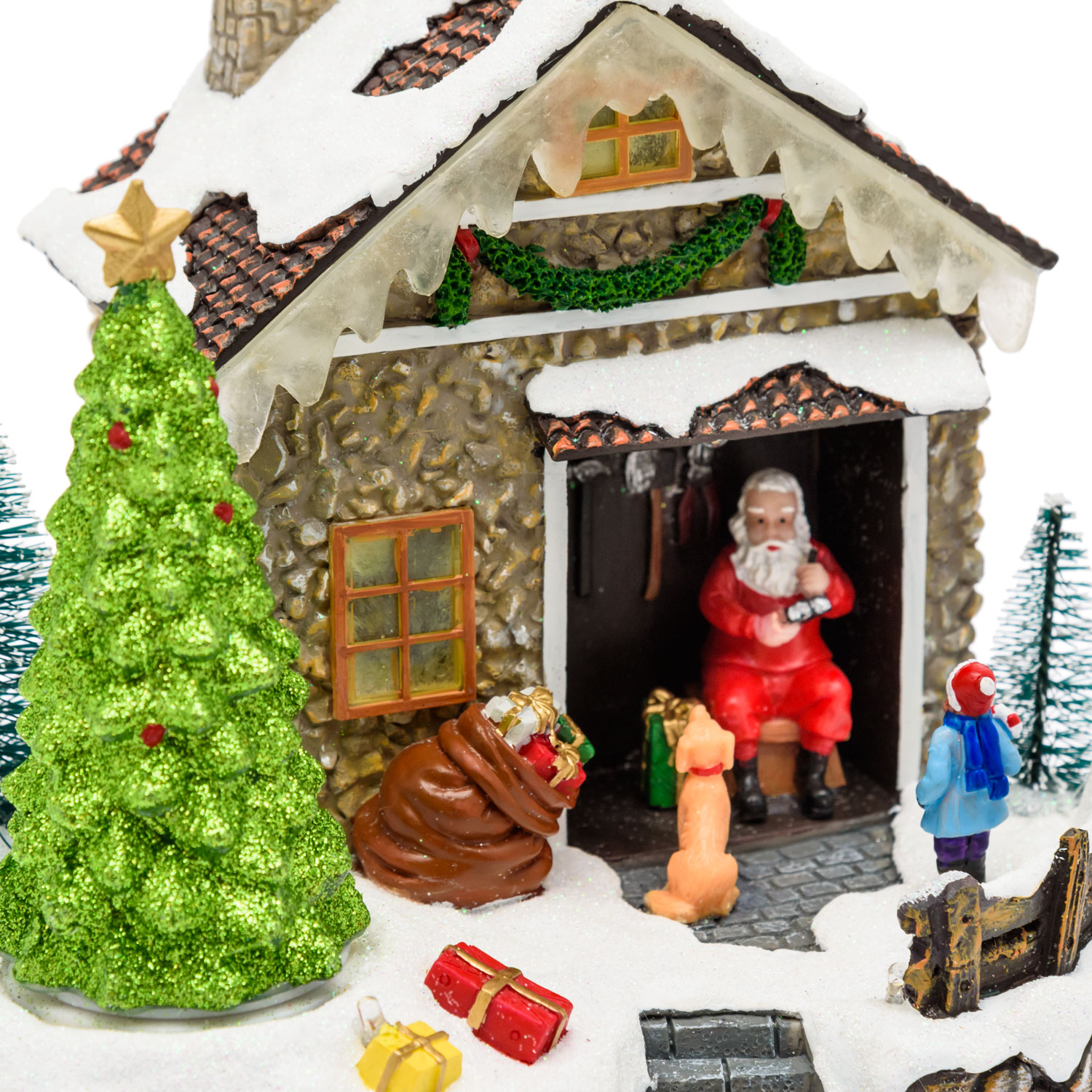 Maison du Père Noël avec Sapin de Noël tournant, h 17 cm, musiques de Noël 4 Maison du Père Noël avec Sapin de Noël tournant, h 17 cm, musiques de Noël 4