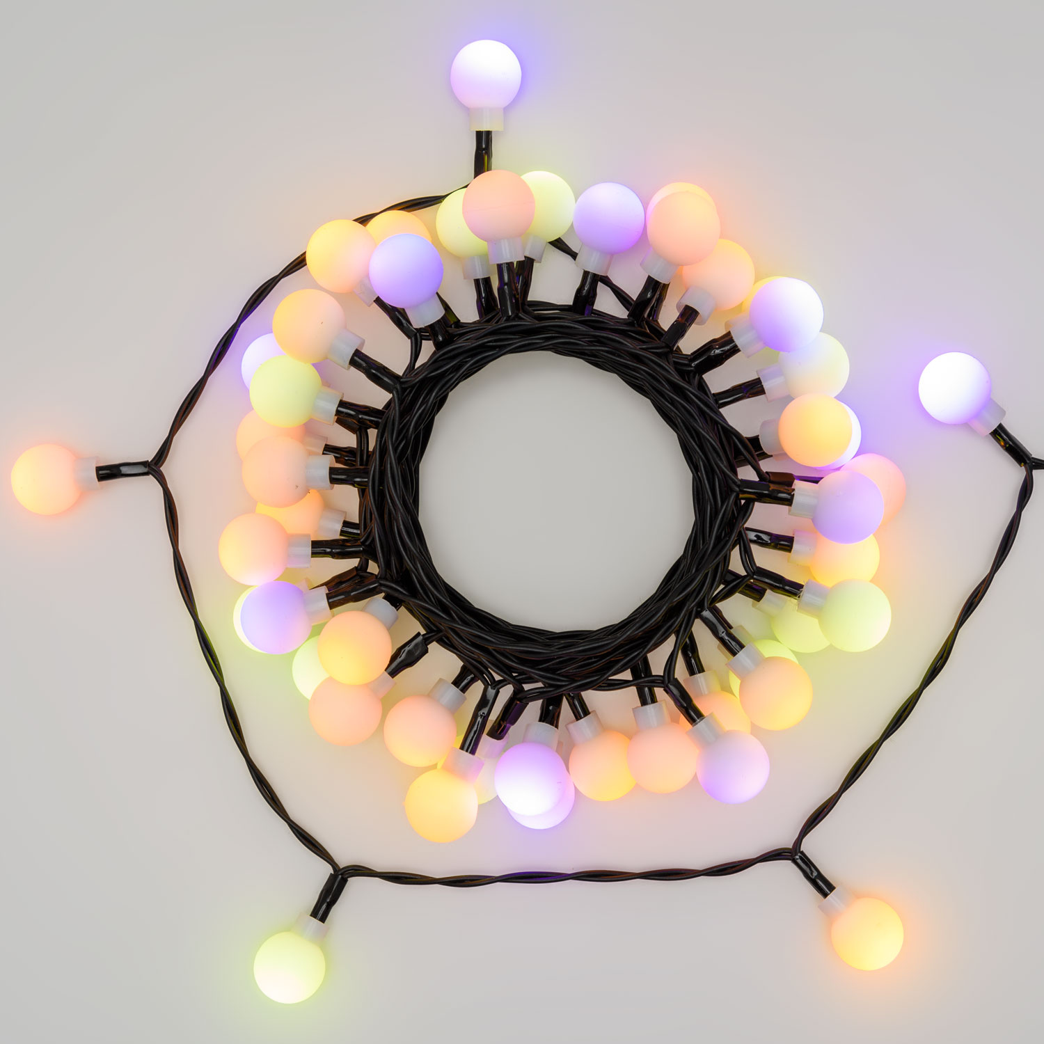 Catena a batteria 4,7 m, 48 minisfere, Dual Color LED Bianco Caldo e Multicolor 12 Catena a batteria 4,7 m, 48 minisfere, Dual Color LED Bianco Caldo e Multicolor 12