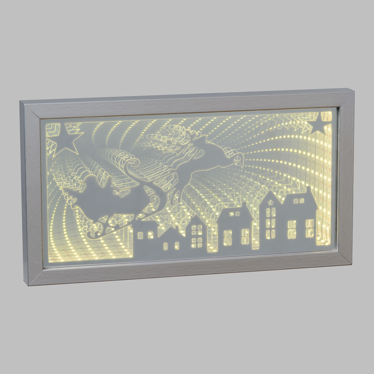 Warm White Leds Picture with Santa Claus flying on his Sleigh 3 Warm White Leds Picture with Santa Claus flying on his Sleigh 3