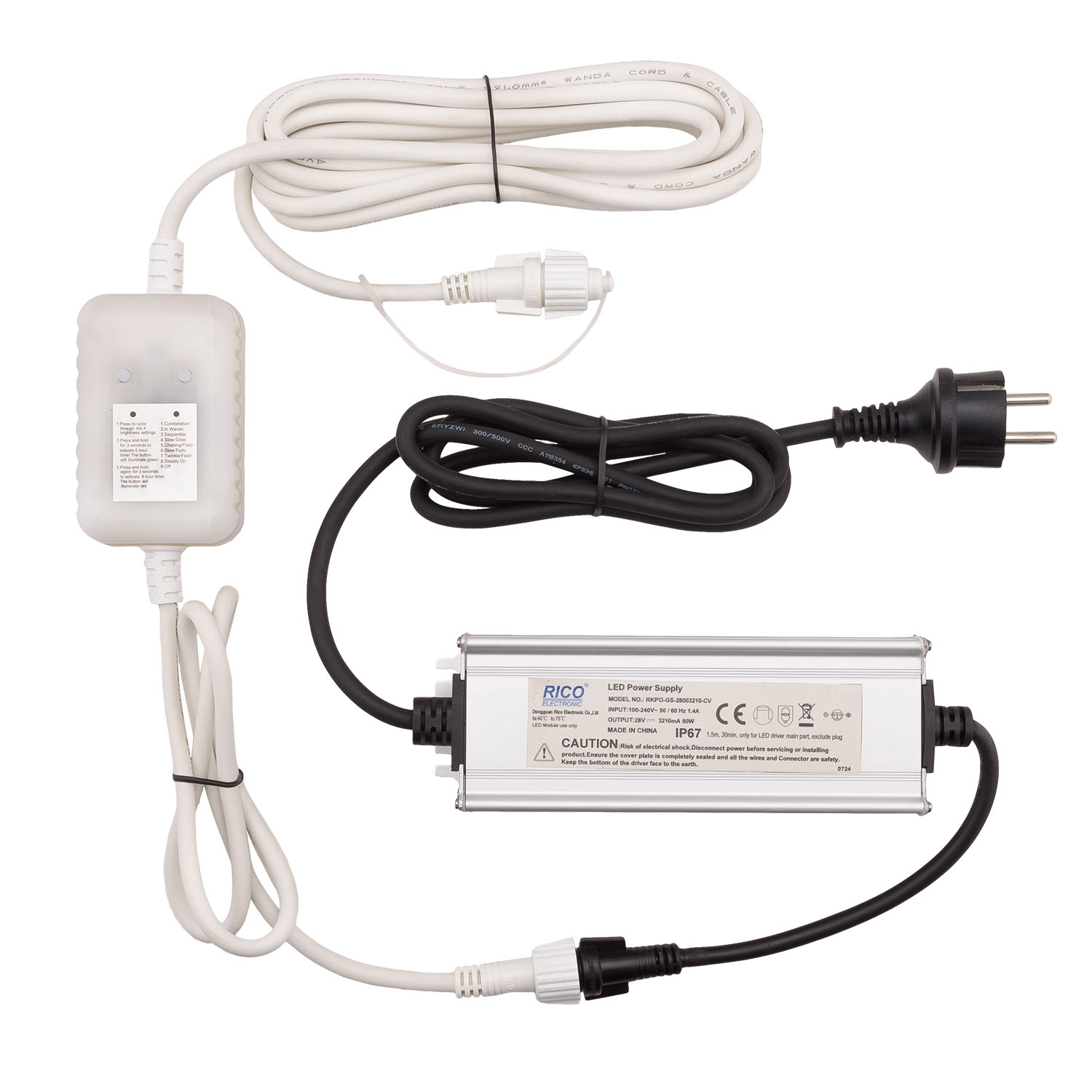 Power Supply with Controller Connect+, up to 6000 LEDs, light effects and steady light, white cable Power Supply with Controller Connect+, up to 6000 LEDs, light effects and steady light, white cable