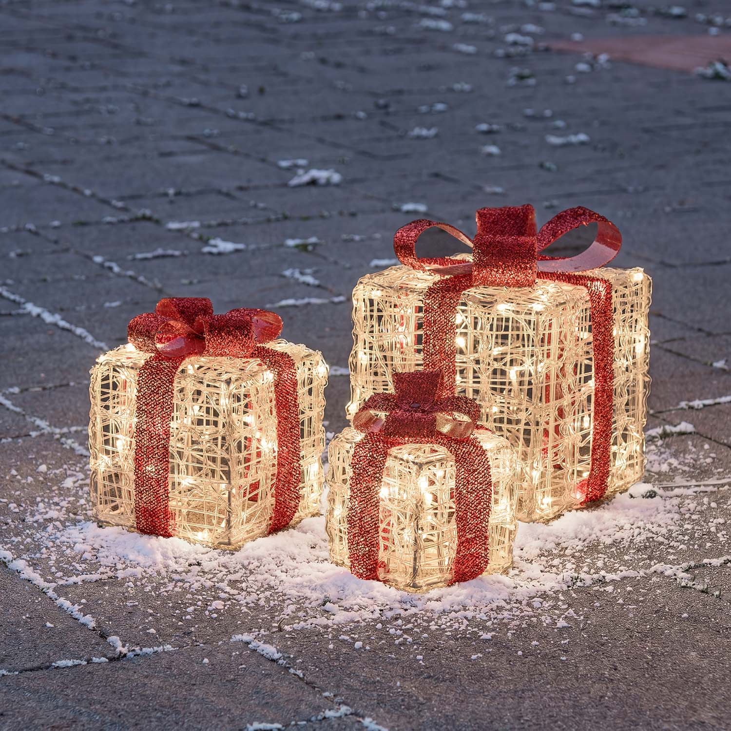 Set 3 Pacchi Regalo in acrilico, 120 Dual Color LED bianco caldo e bianco freddo  16
