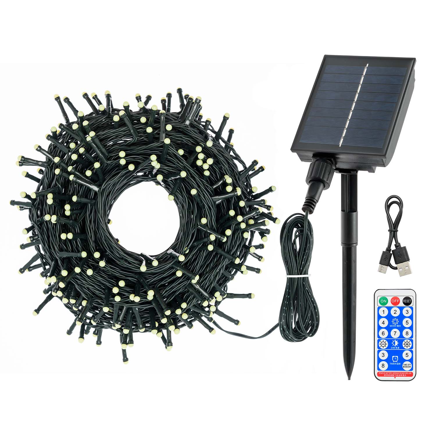Lichterkette 25 m, Solarpanel und Transformator inklusive 3 Lichterkette 25 m, Solarpanel und Transformator inklusive 3